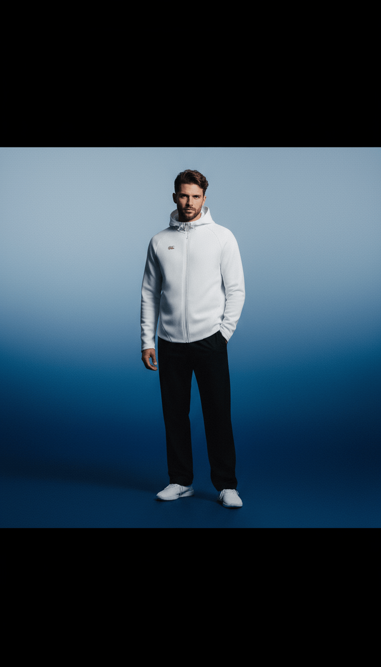 AI product shot of Mens Everest Full-Zip Hoodie White