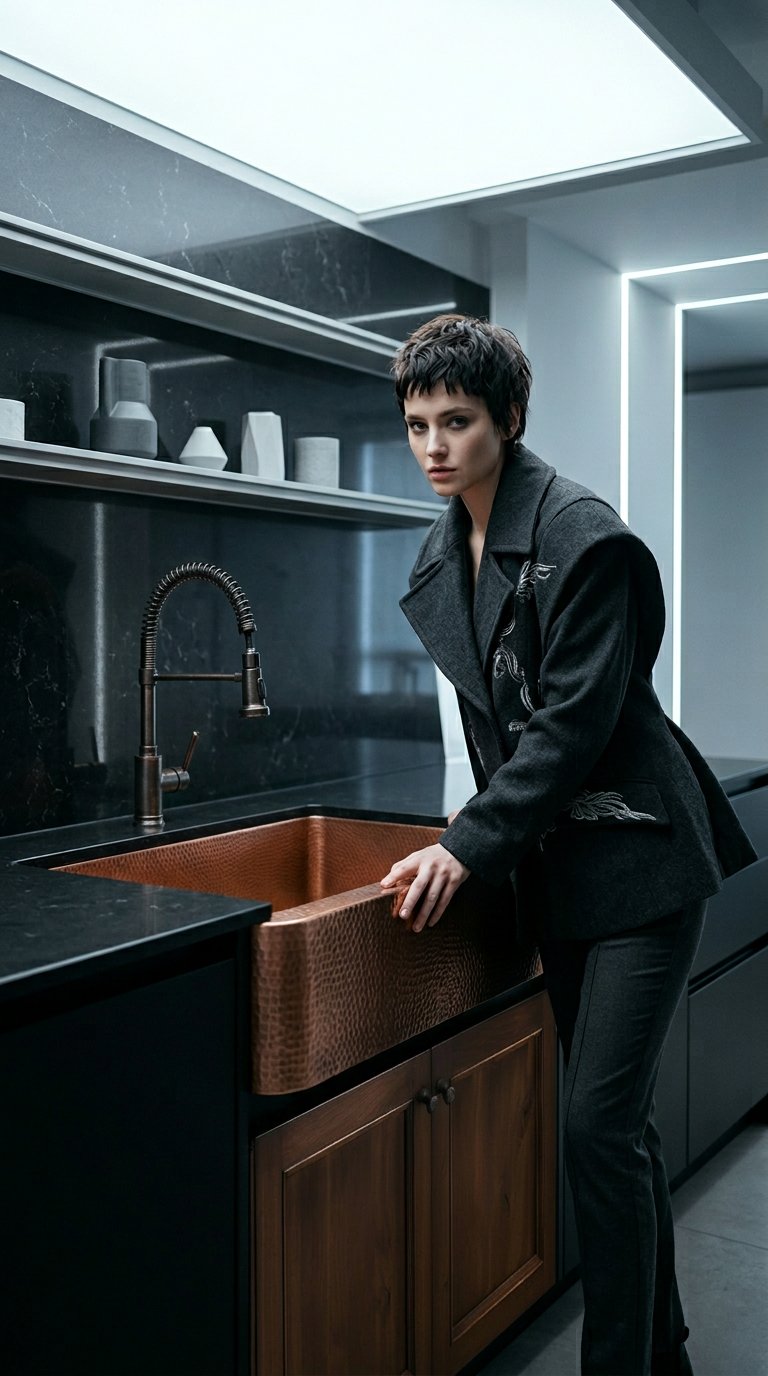 AI product shot of Lange 32″ Copper Farmhouse Sink