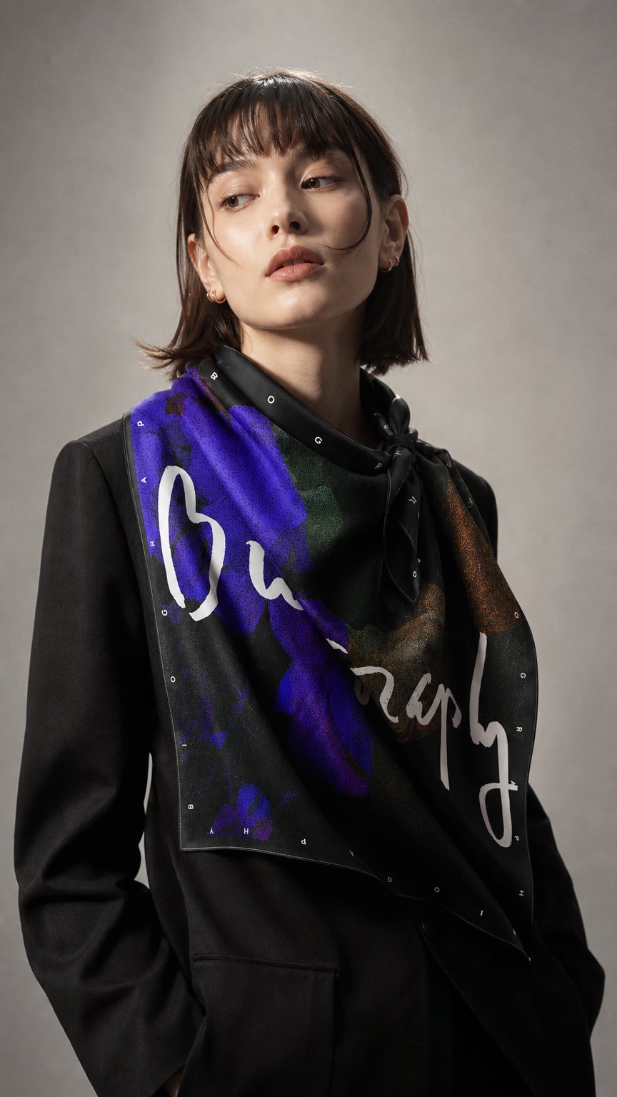 AI product shot of Scarf Onyx and Indigo