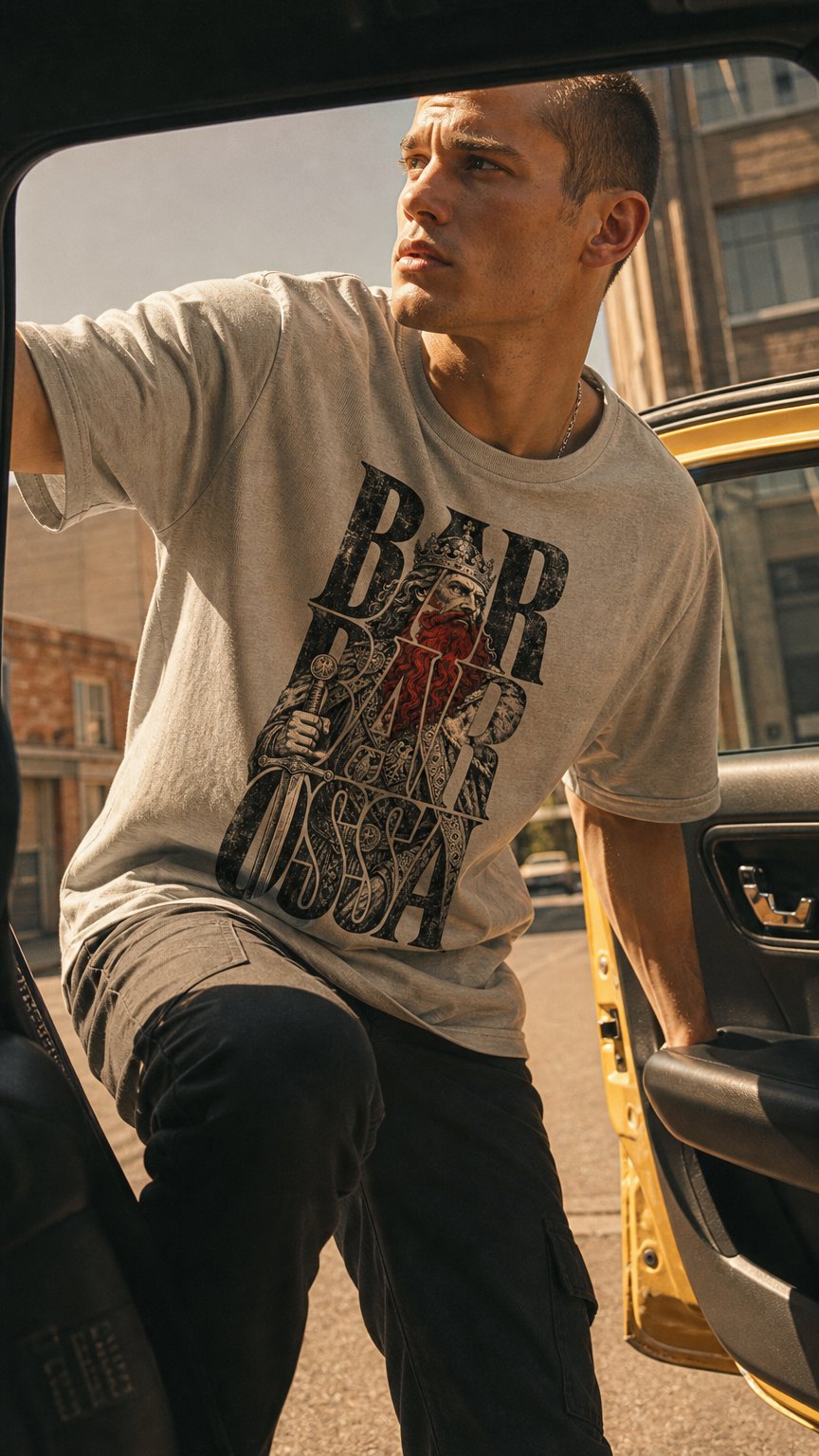 AI product shot of Barbarossa – Oversized T-Shirt | German Legends