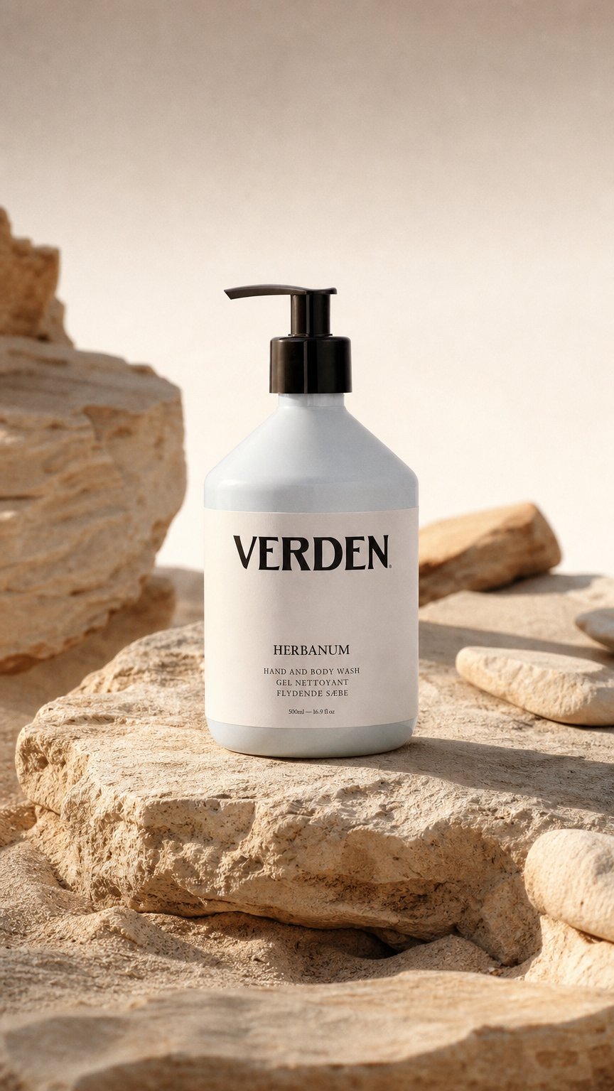 AI product shot of HERBANUM WASH AND BALM SET
