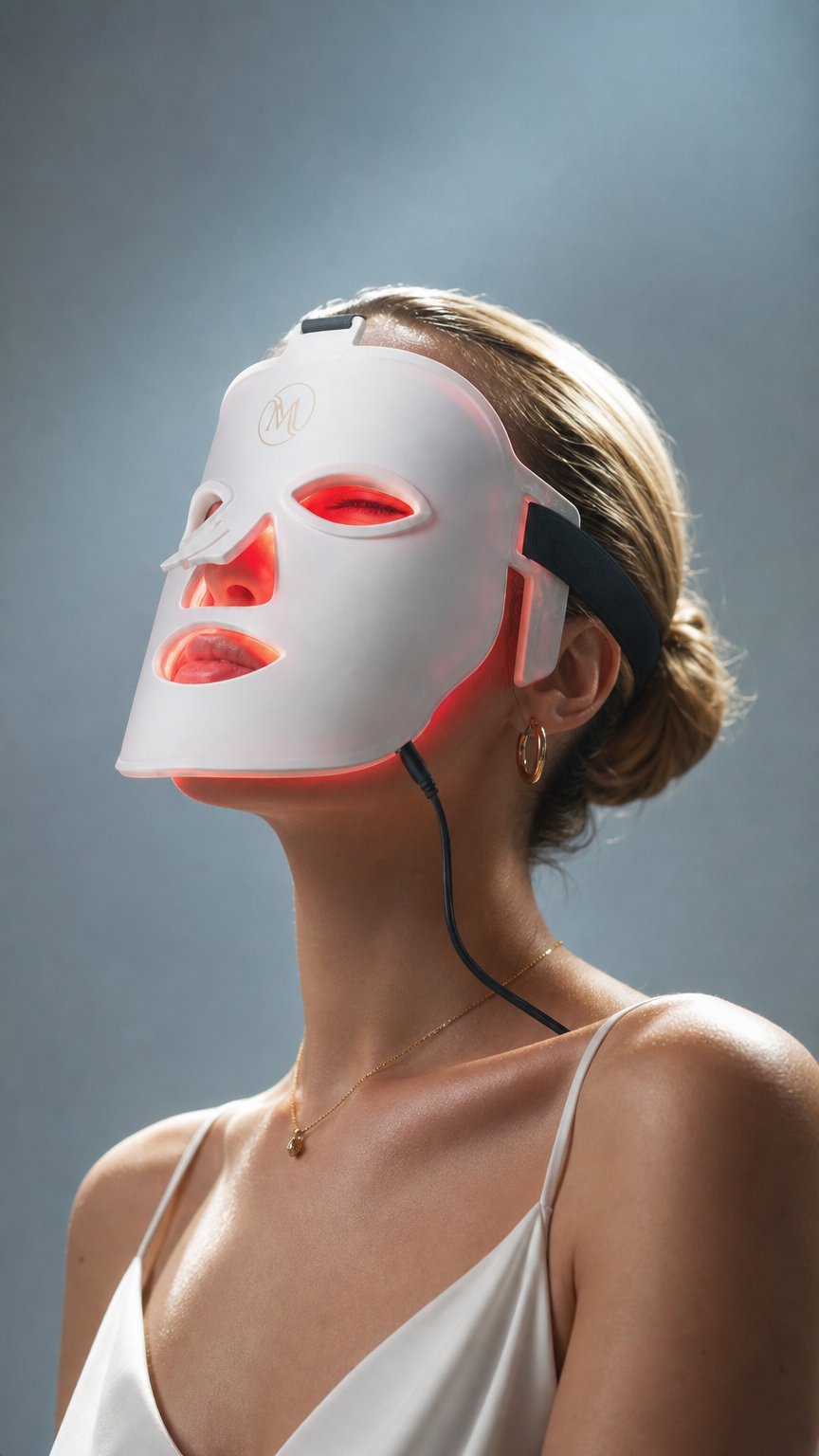AI product shot of Red light & Near infrared therapy LED face mask
