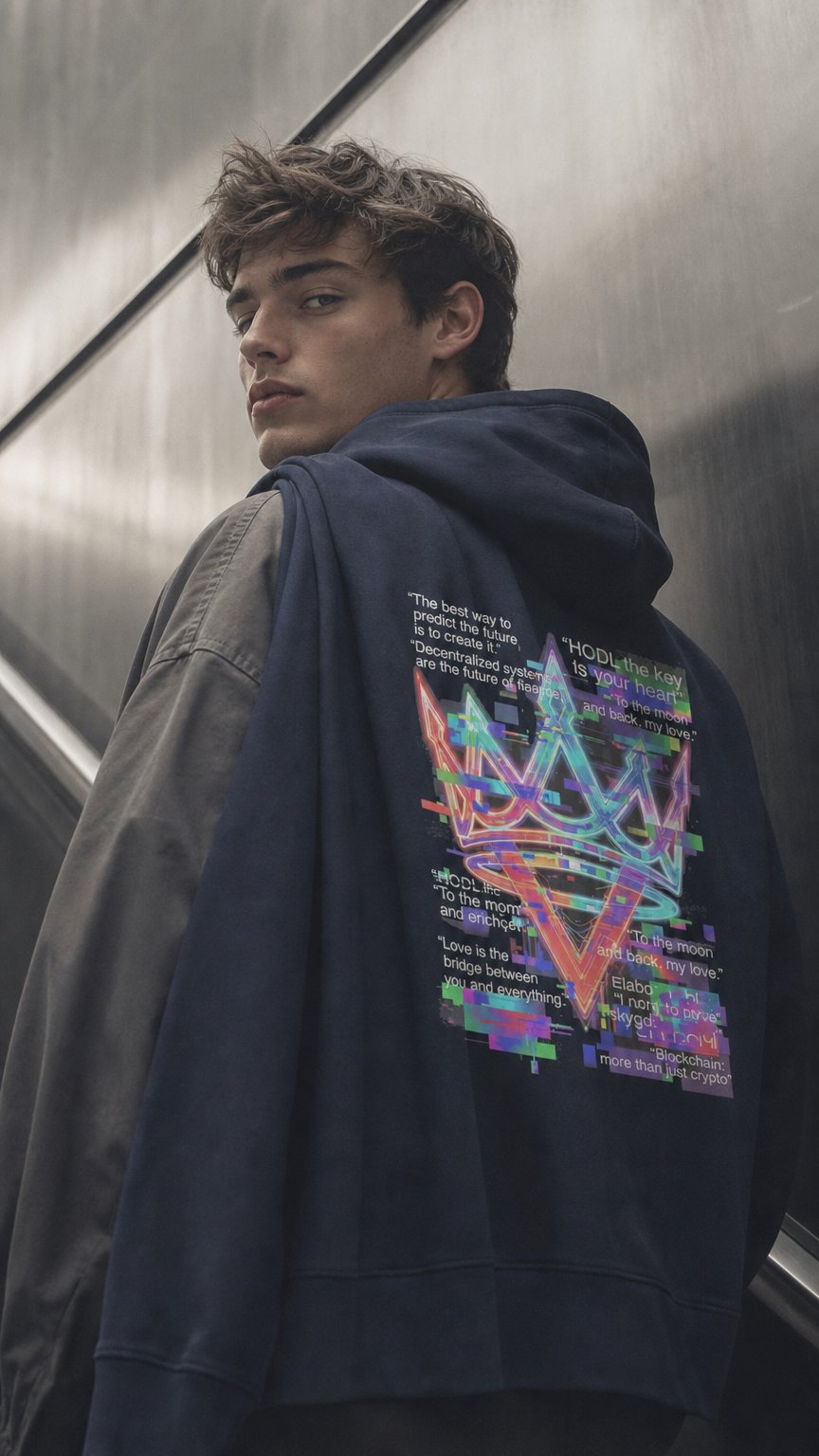 AI product shot of Blocks HODL My Lovers Unisex Organic Hoodie