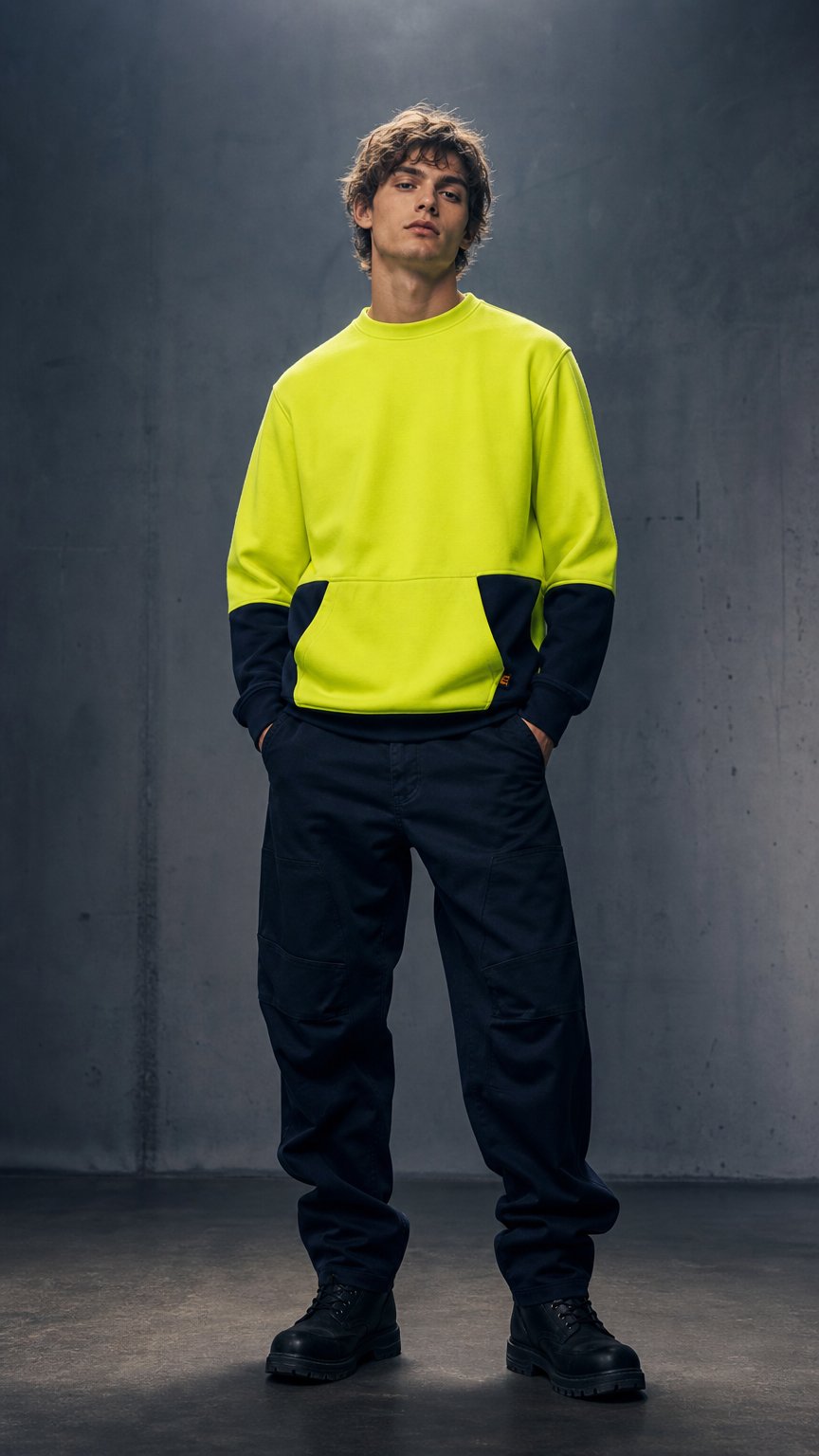 AI product shot of ELEVEN Workwear CrewNeck w KPockets Pullover