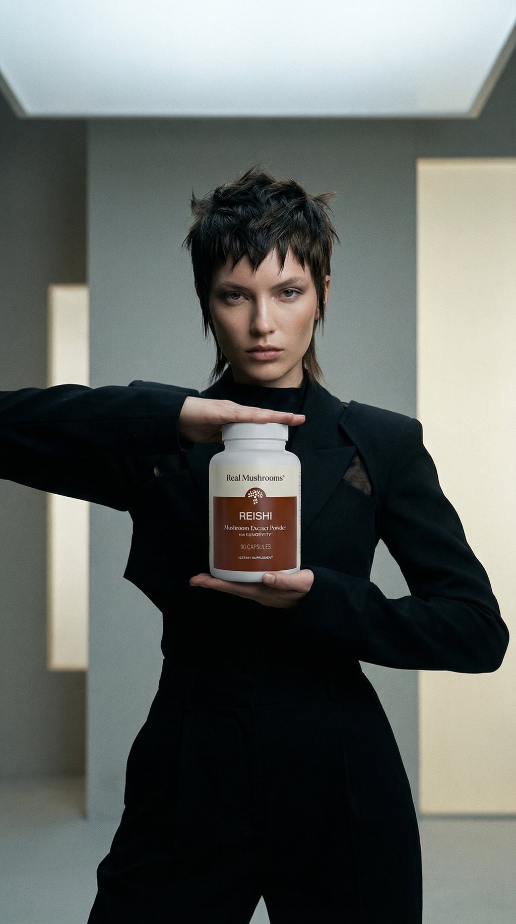 AI product shot of Organic Reishi Mushroom Capsules