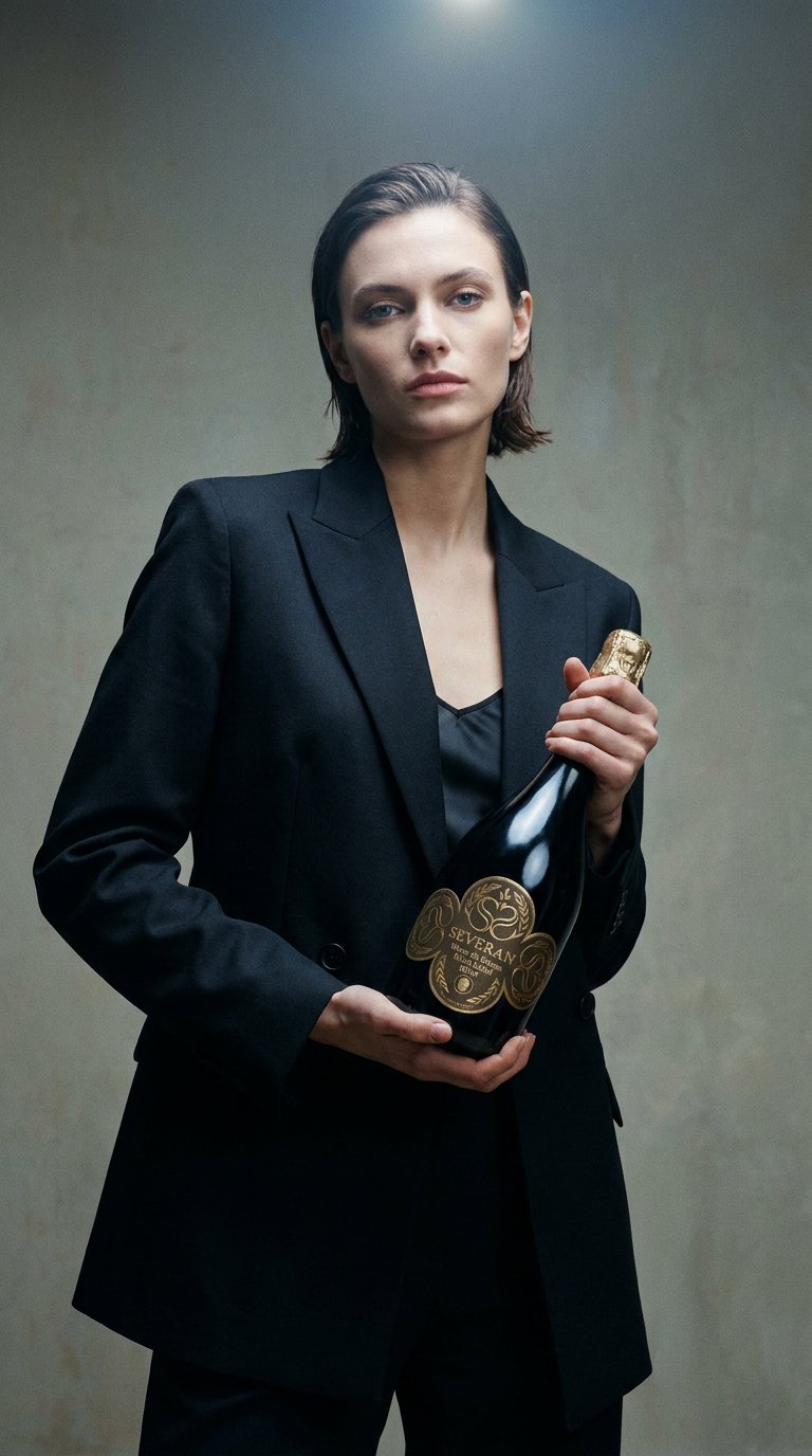 AI product shot of SEVERAN BLACK LABEL BLANC DE BLANCS BRUT
