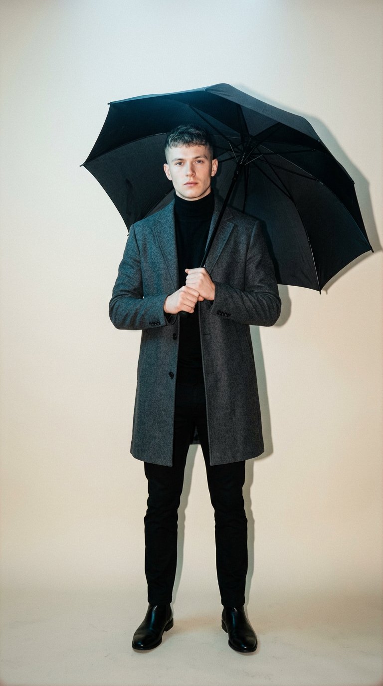 AI product shot of KNALLA Umbrella, black