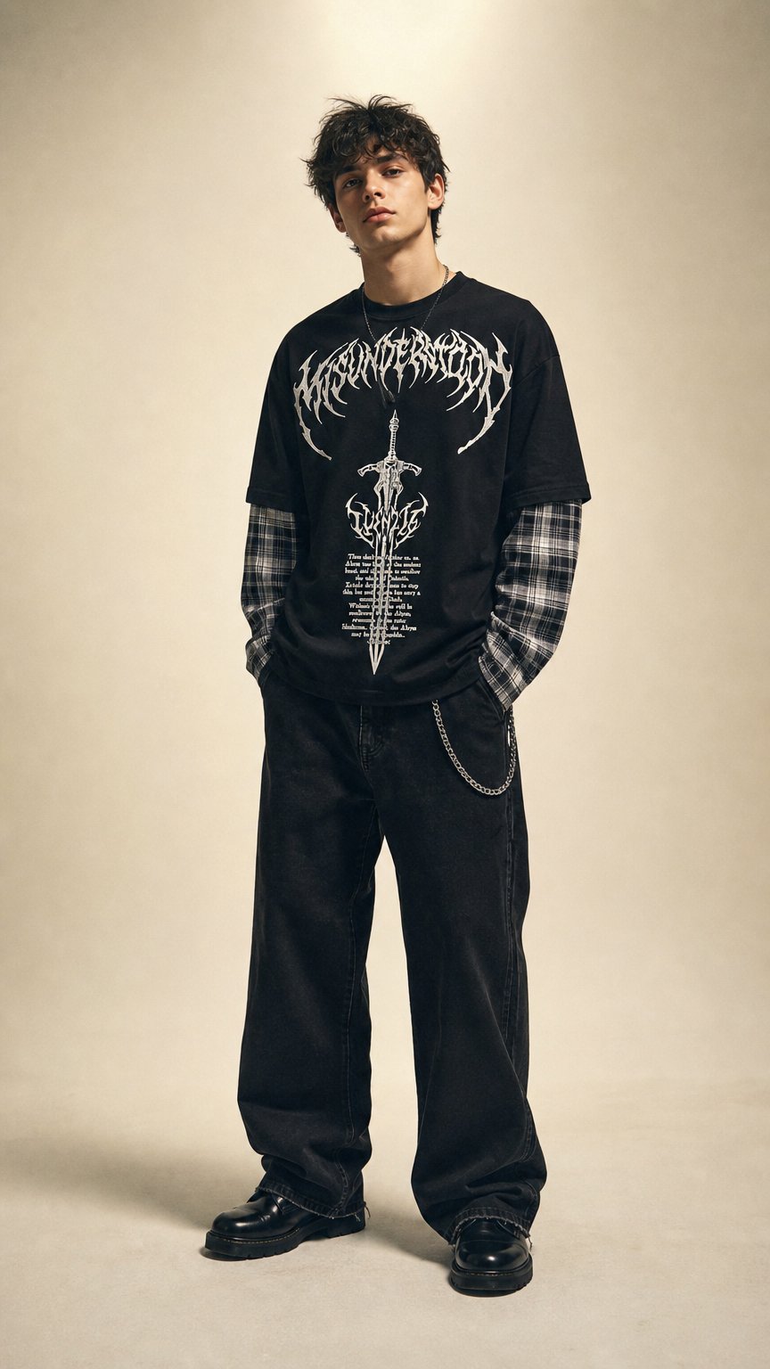 AI product shot of Abyss Blade Longsleeve Checkered Black