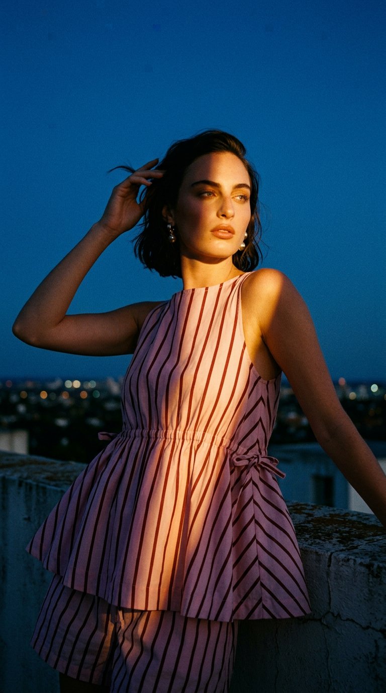 AI product shot of Indi Top Berry Stripe