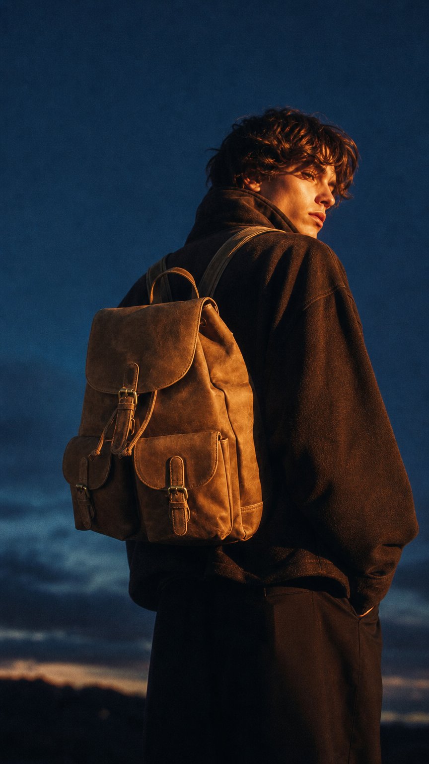 AI product shot of Großer Überschlag Rucksack - Büffel Vintage Hunter Leder