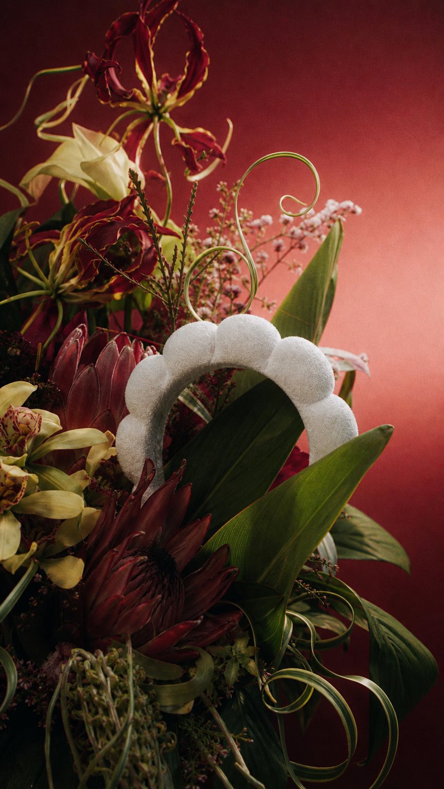 AI product shot of White Bubble Headbands