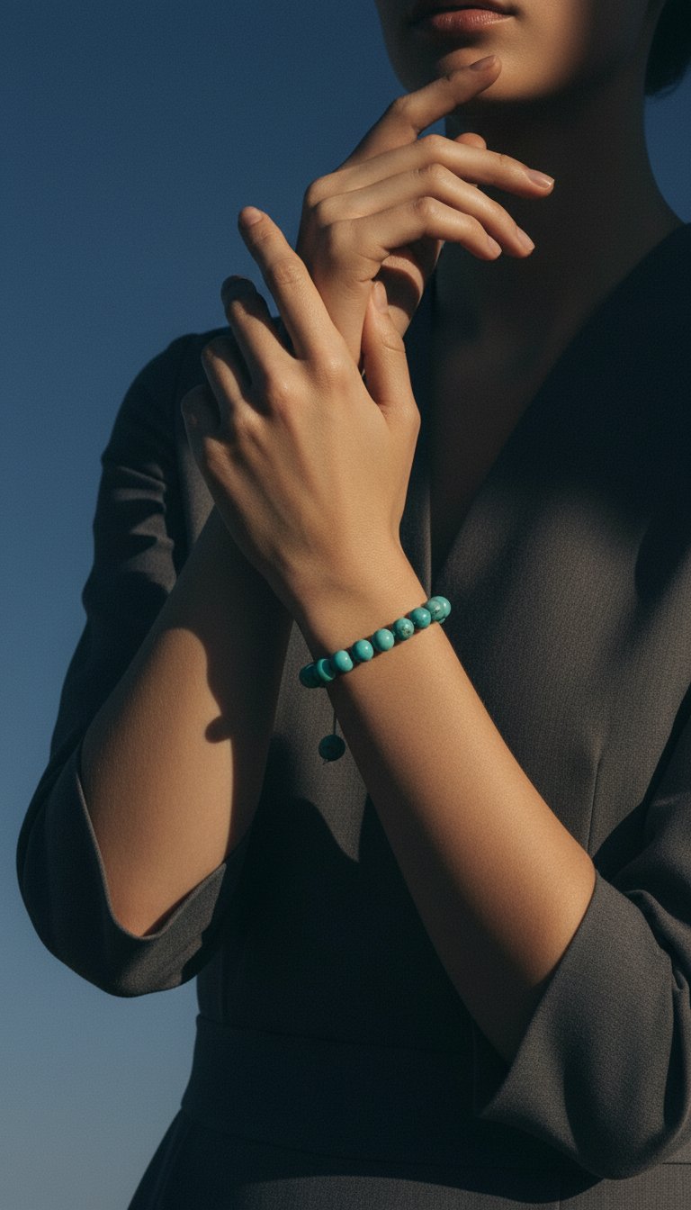 AI product shot of Starborn Turquoise Adjustable Bead Bracelet