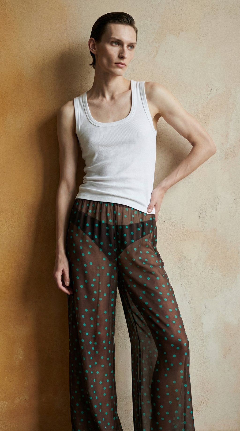 AI product shot of Raya Sheer Pants Polka Dot