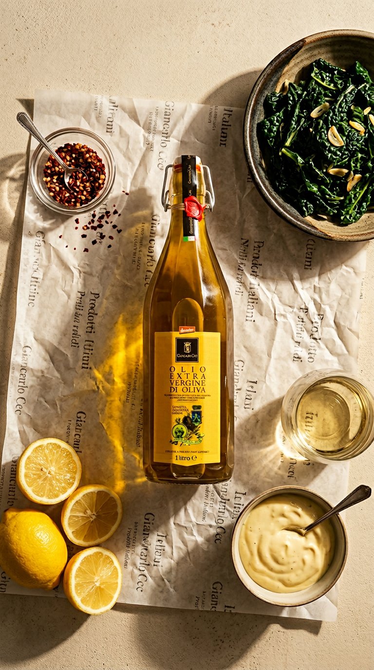AI product shot of Biodynamic Extra Virgin Olive Oil - 1L Glass Bottle, Cold Pressed Coratina Olives