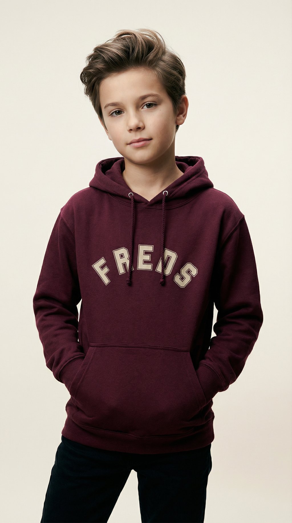 AI product shot of FREDSTIVE TIME Kids sweater