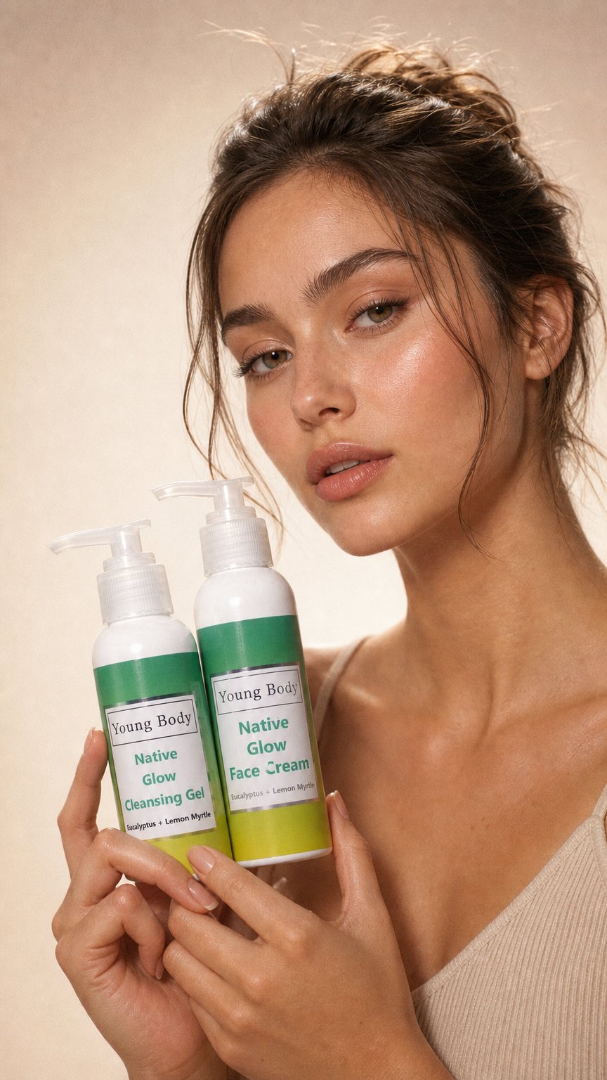 AI product shot of Native Glow Cleansing Gel & Face Cream Combo