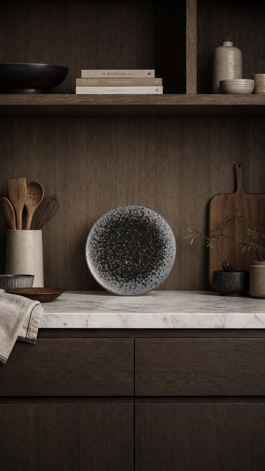 AI product shot of Black Pearl large plate 28cm