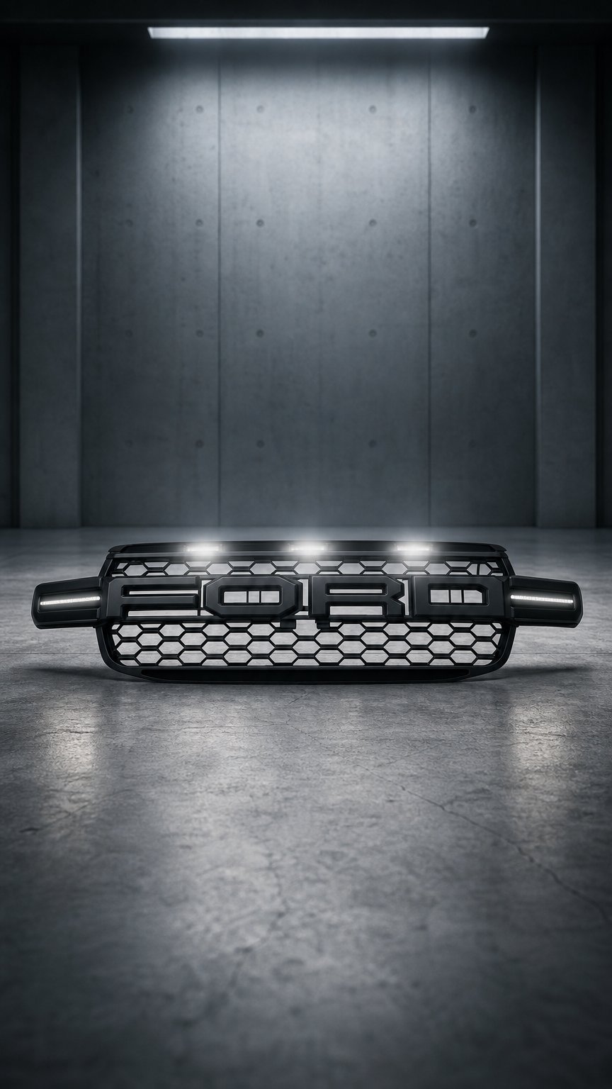AI product shot of Ford Ranger Next Gen Raptor Style Grille w/ side LED’s (MATTE BLACK)