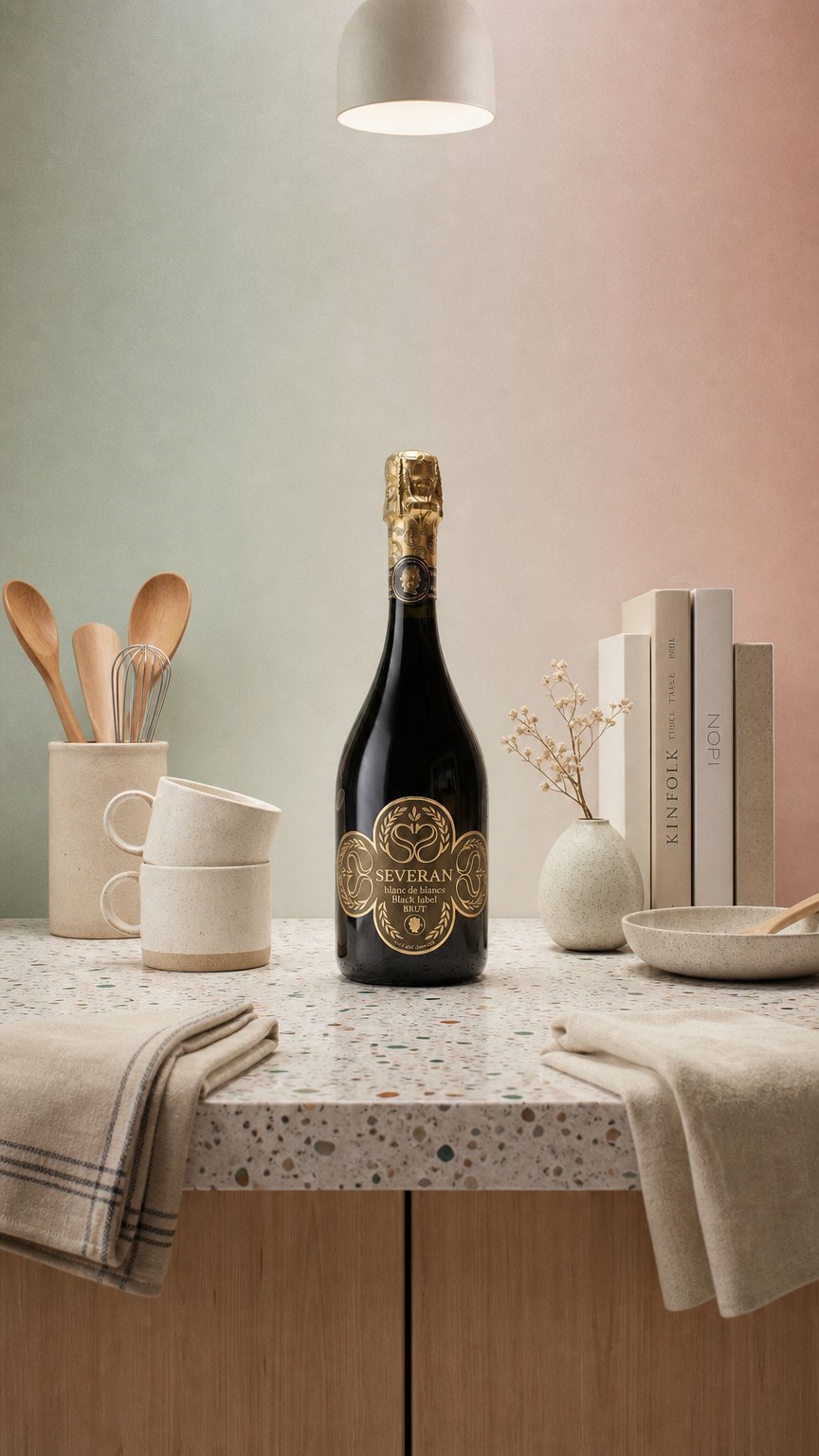 AI product shot of SEVERAN BLACK LABEL BLANC DE BLANCS BRUT