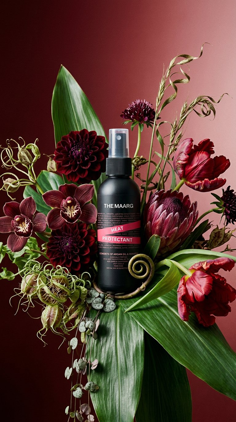 AI product shot of The Maarg HEAT PROTECTANT Hair Spray