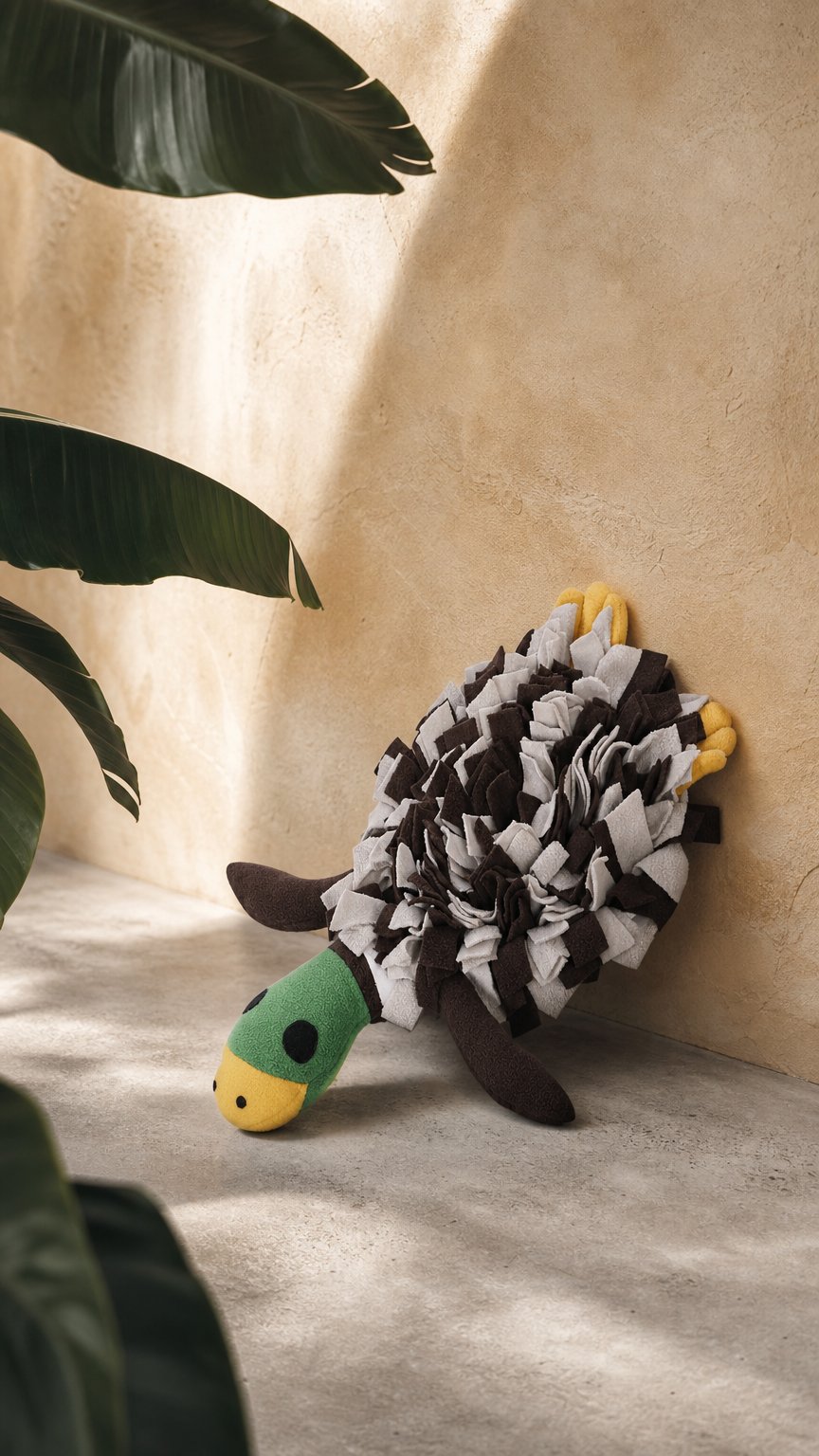 AI product shot of Squeaky Duck Snuffle Mat for Dogs – 2-in-1 Toy & Foraging Fun