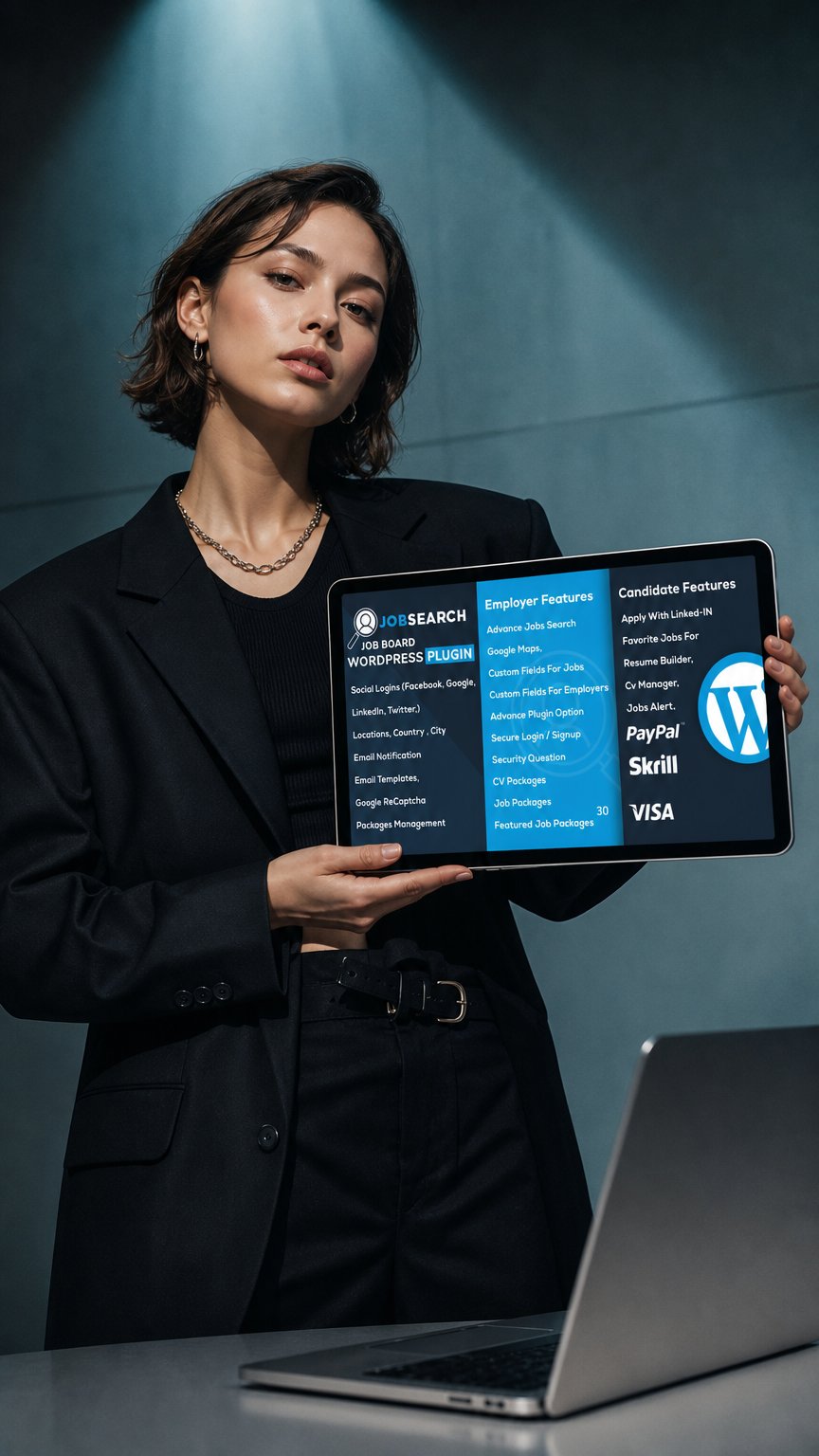 AI product shot of JobSearch WP Job Board WordPress Plugin