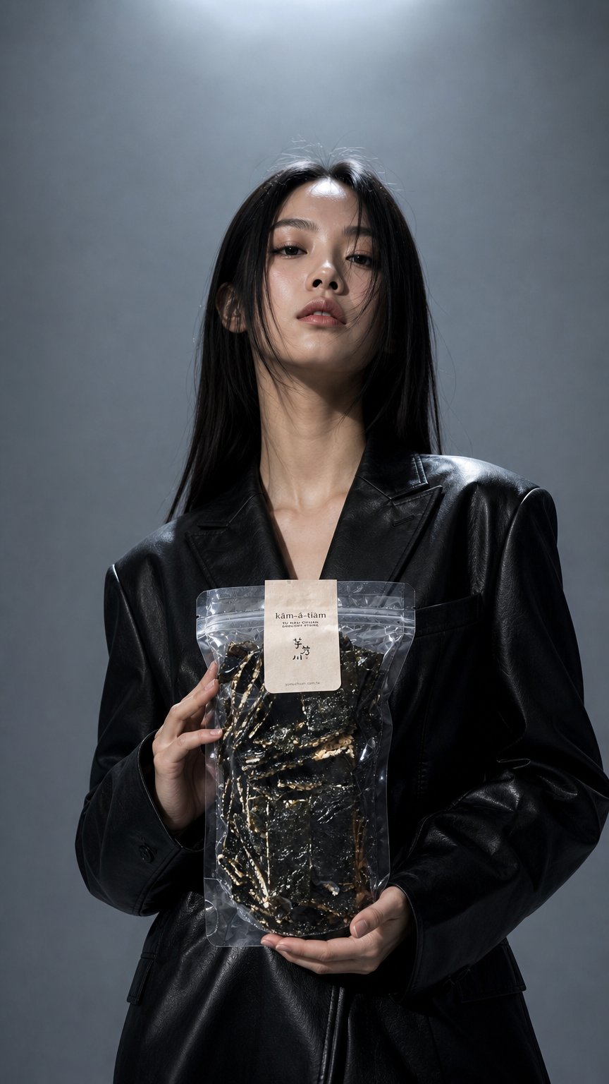 AI product shot of 杏仁海苔脆片