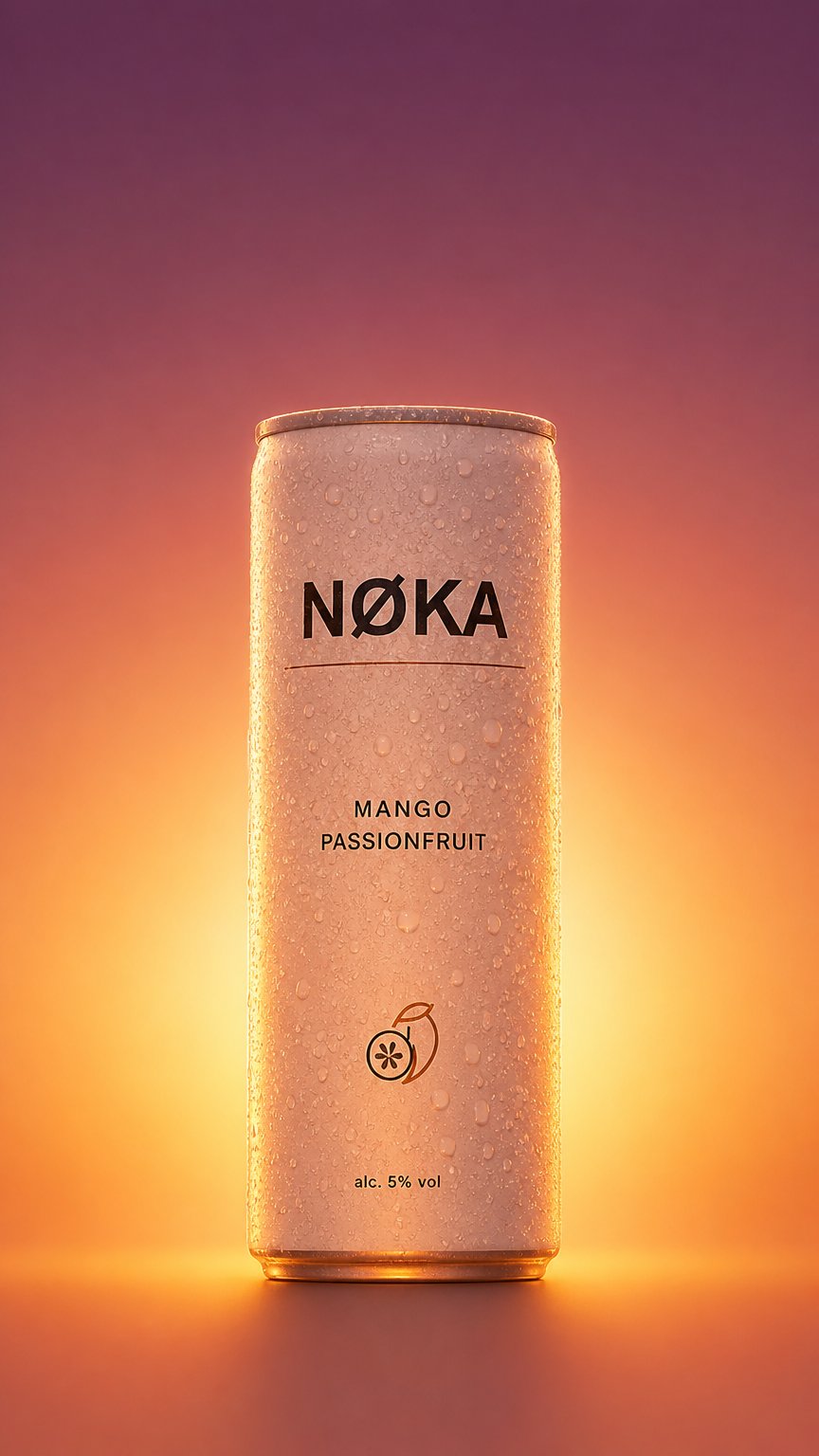 AI product shot of NØKA Mango Passionfruit
