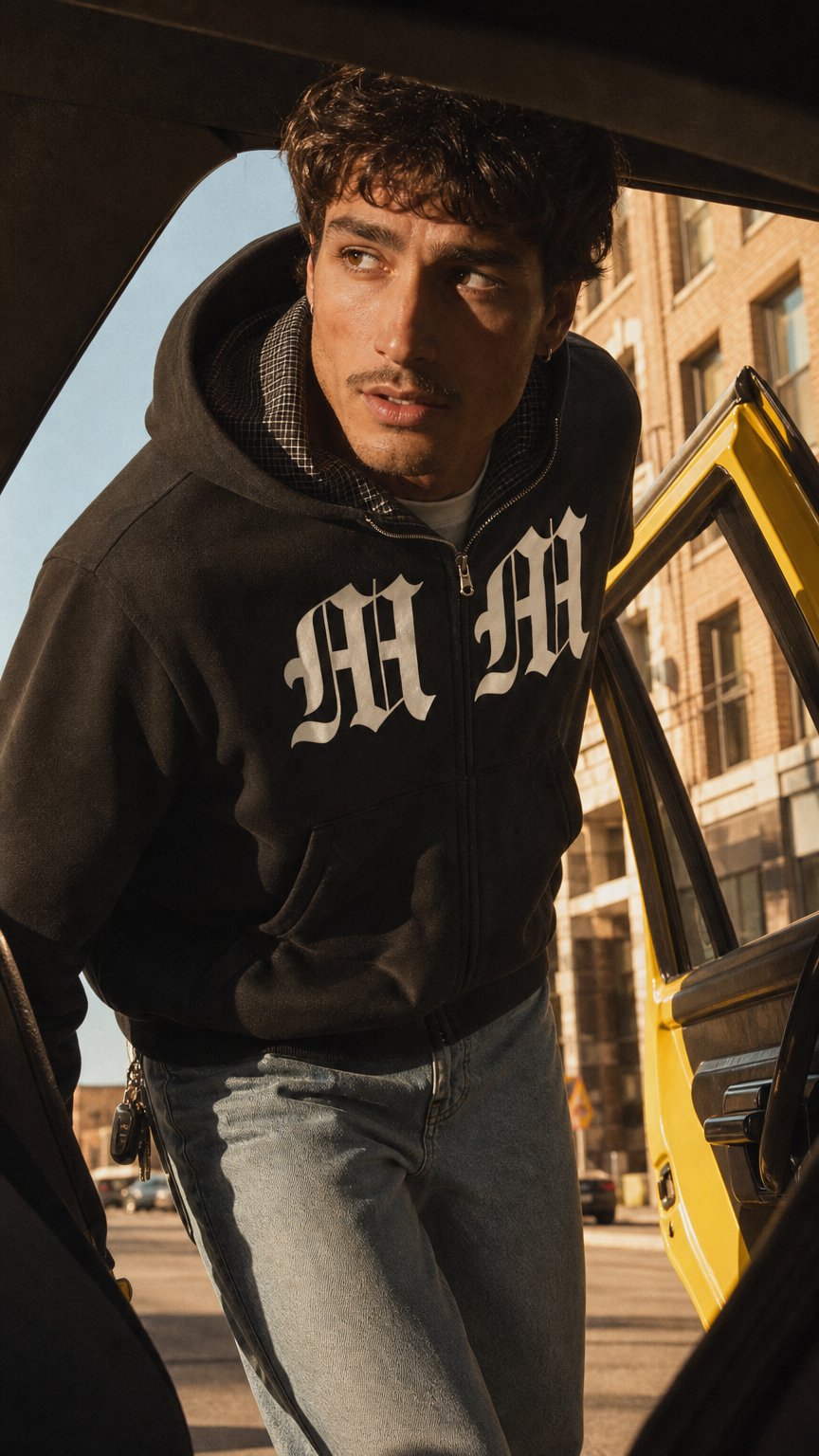 AI product shot of Plaid Zip-Up