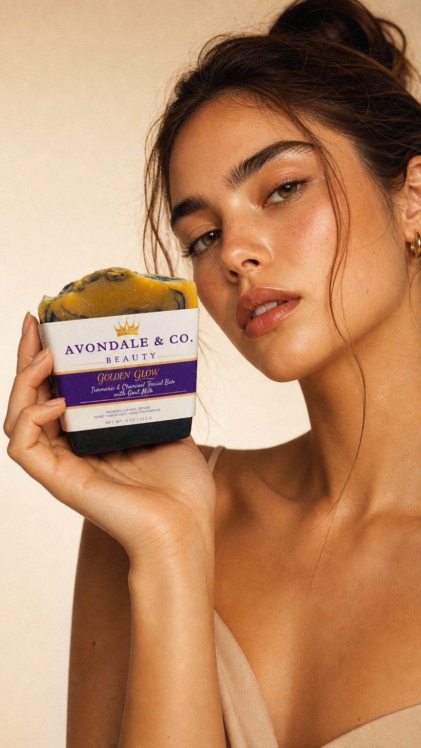 AI product shot of Golden Glow Facial Bar