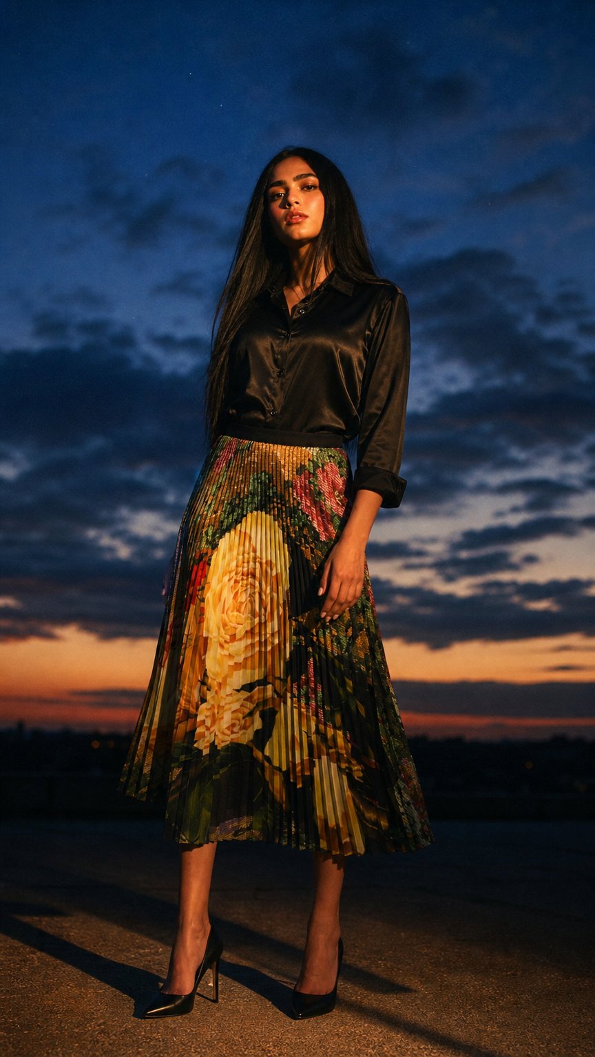 AI product shot of Alvin Rose Majesty Artwork Skirt
