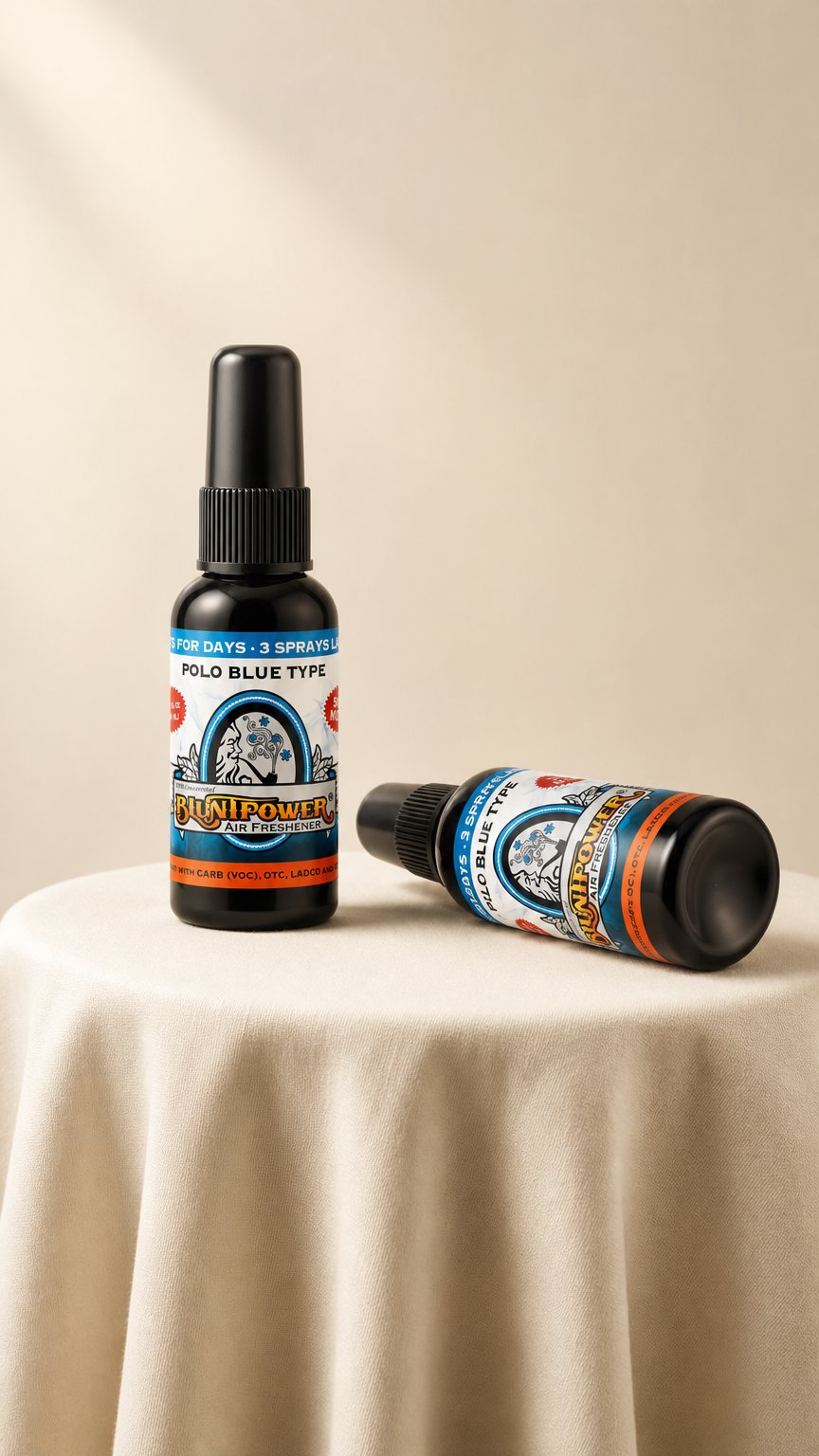 AI product shot of Polo Blue Type Air Freshener Spray