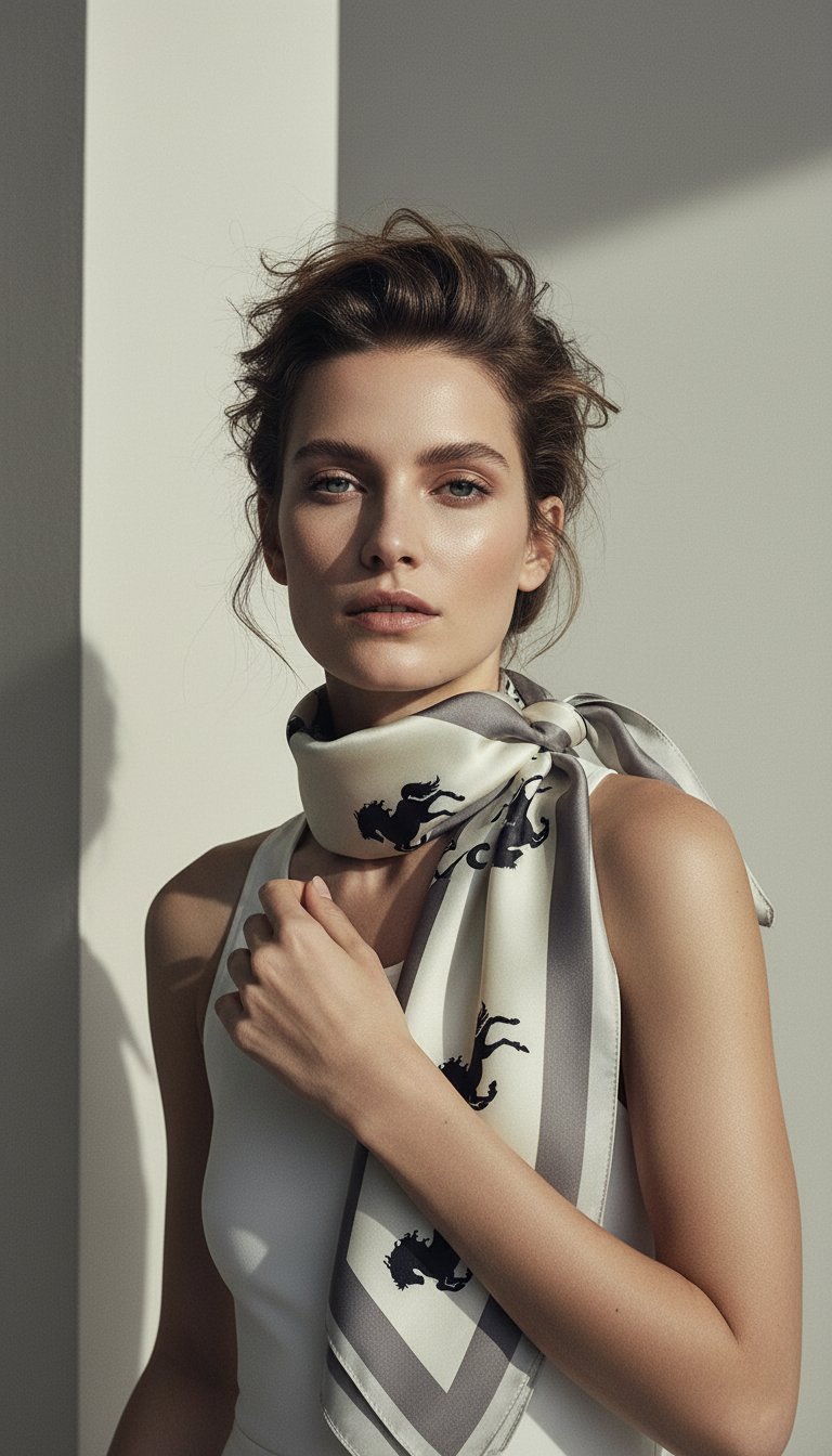 AI product shot of Yang Horse Scarf