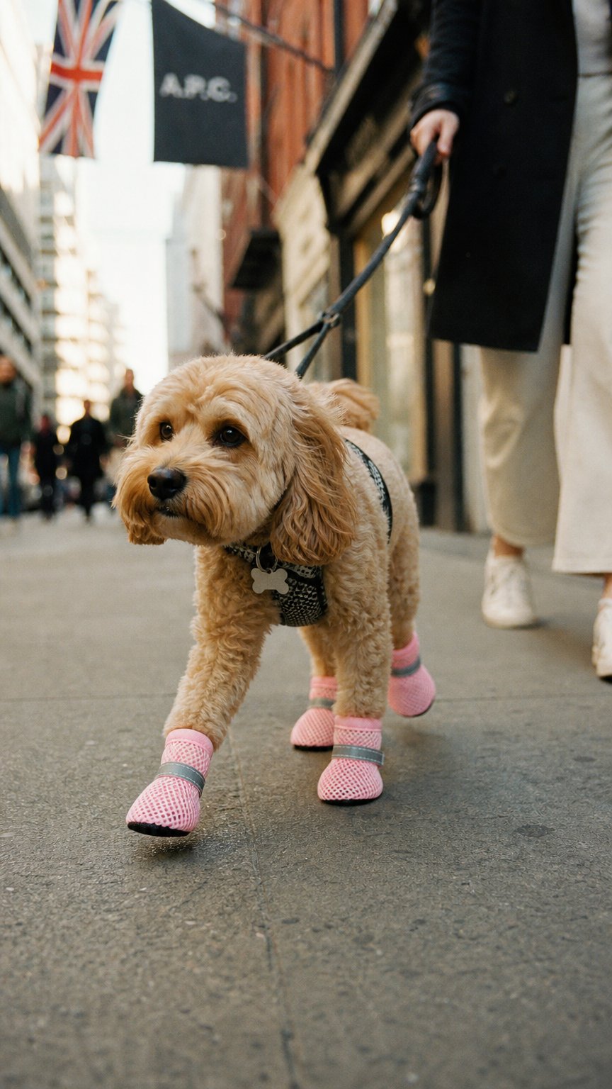 AI product shot of Hundeschuhe aus Mesh, rutschfest im 4er-Set