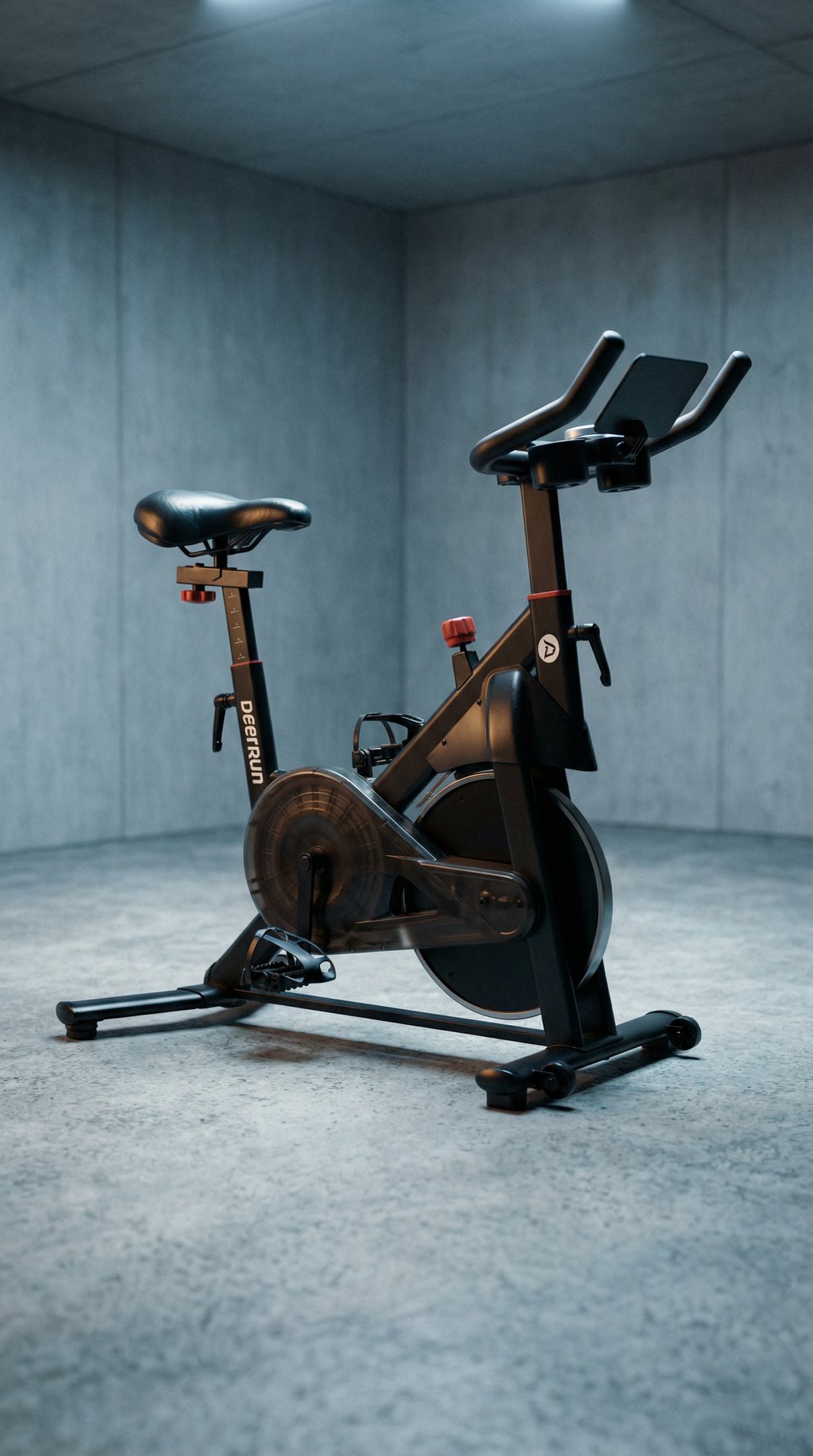 AI product shot of DeerRun S500 Pro King Size Indoor Exercise Bike for Tall Riders 32 Magnetic Adjustable Resistance, LED Screen
