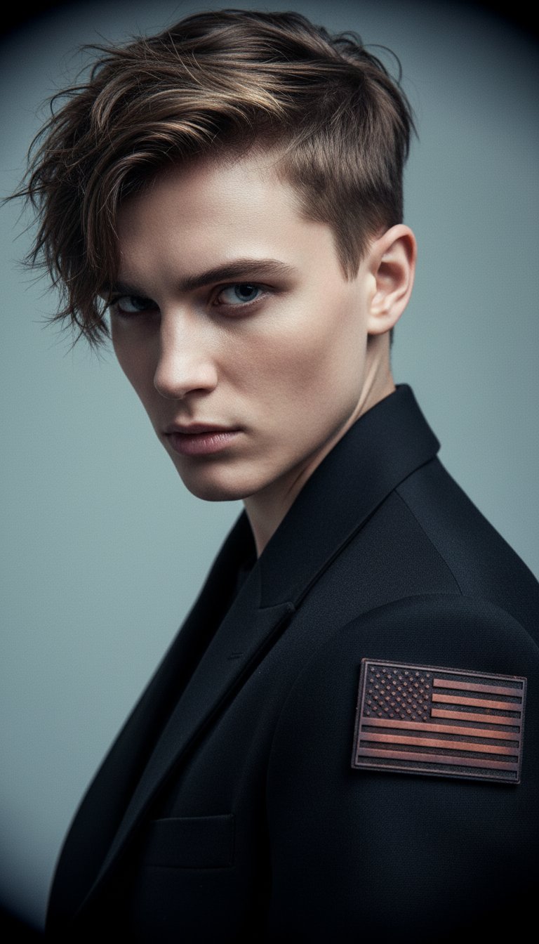AI product shot of American Made Leather Flag Patch (Left Facing)
