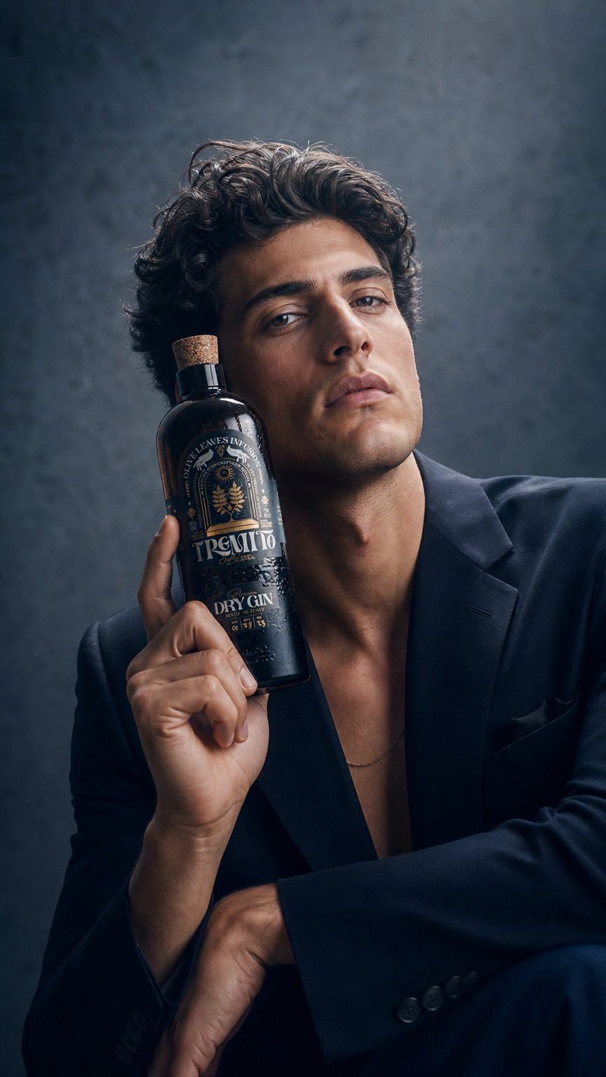 AI product shot of Sabino Leone Tremito Apulian London Dry Gin - 2023 - 700 ml