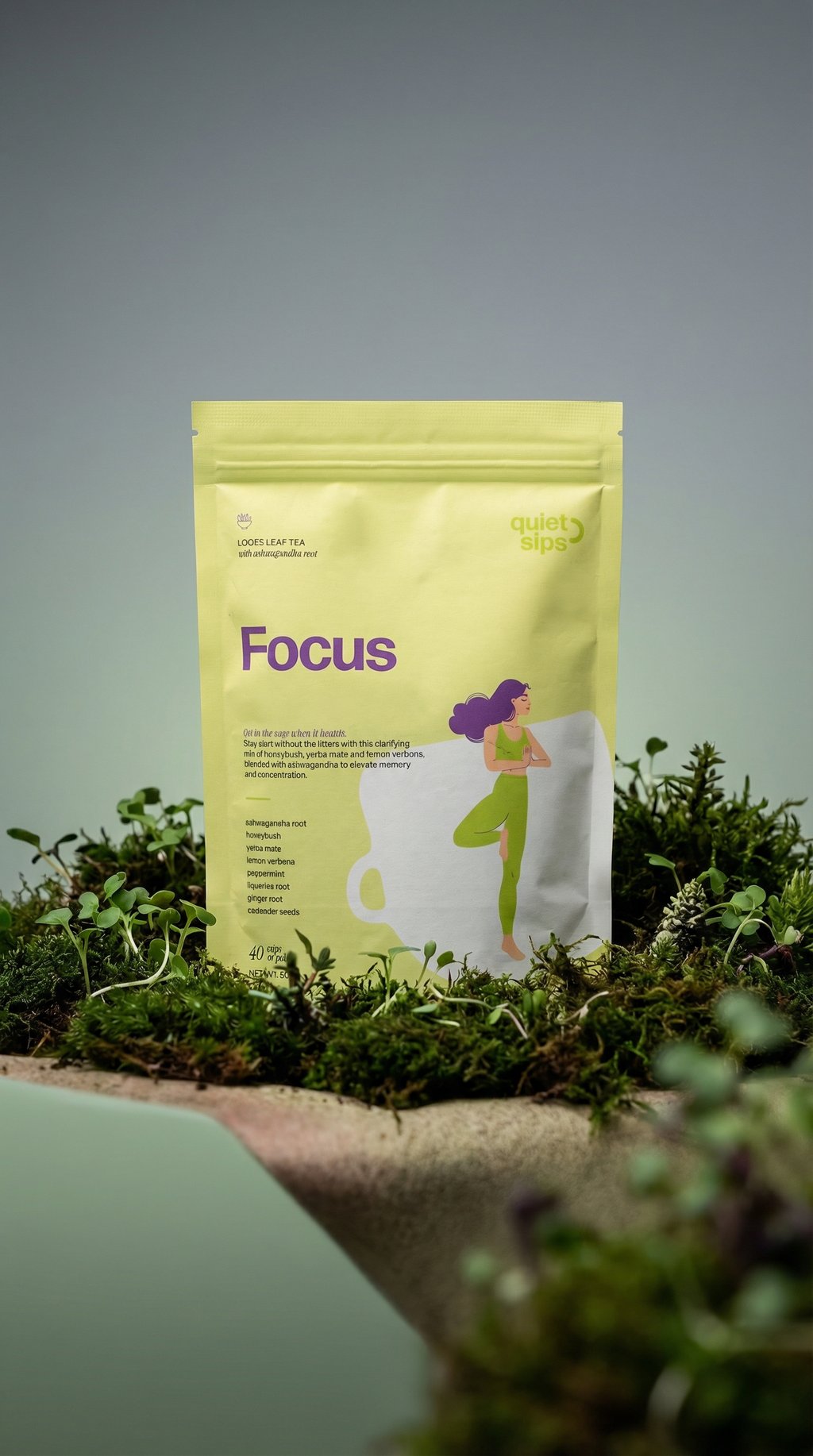 AI product shot of Focus - Invigorating Herbal Tea for Clarity and Concentration