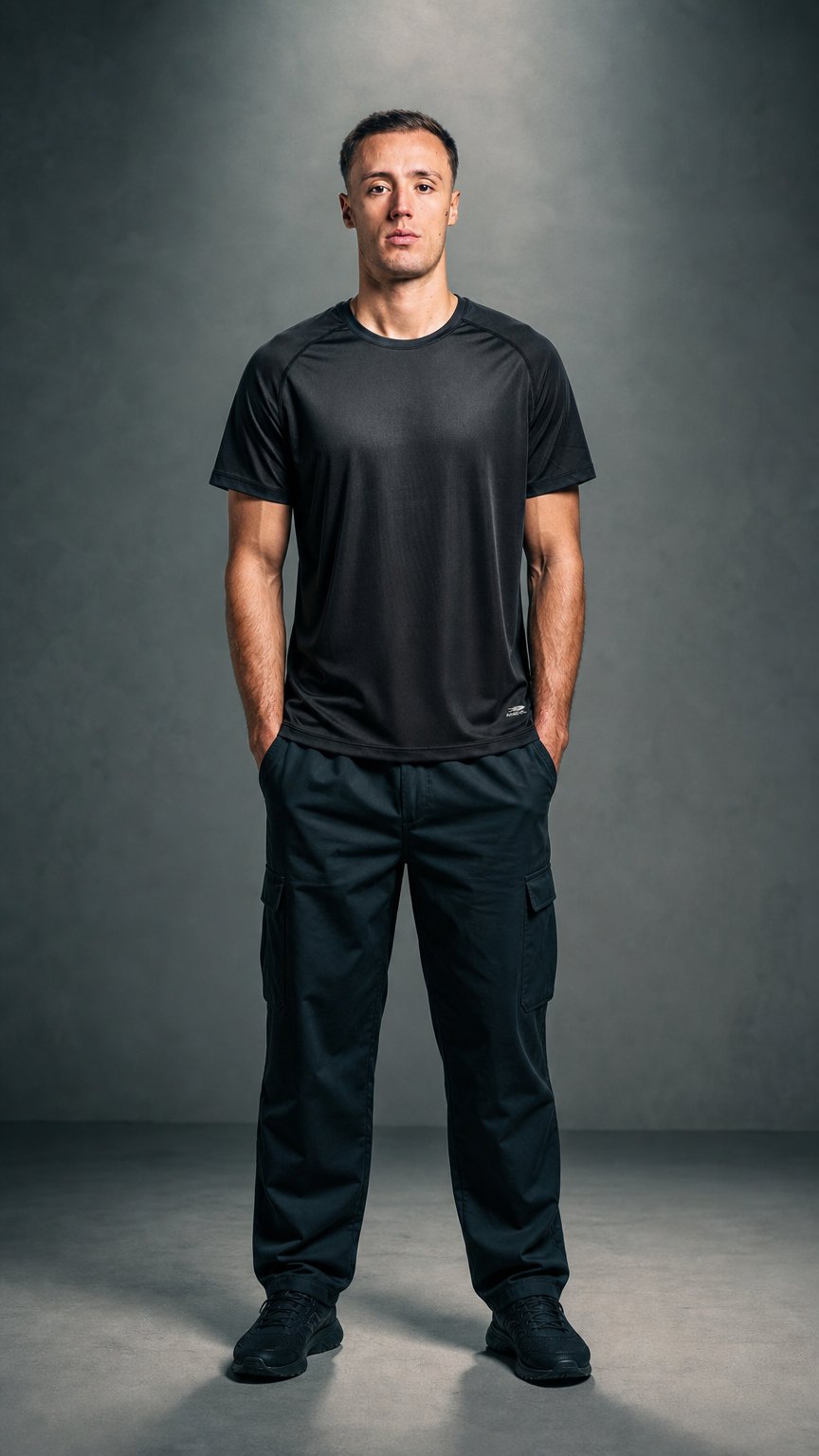 AI product shot of Kinetic - Core Black Tee