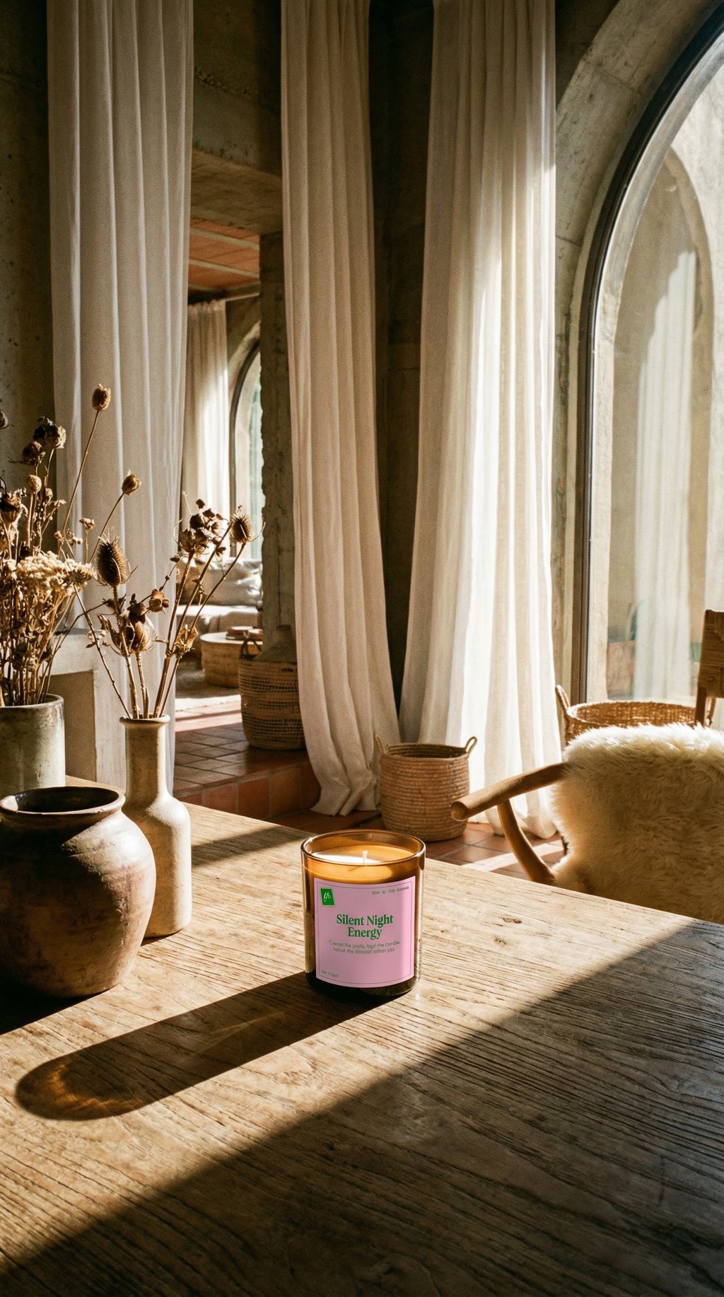 AI product shot of Silent Night Energy Candle | 11oz Glass Candle, Introvert Self-Care Scented