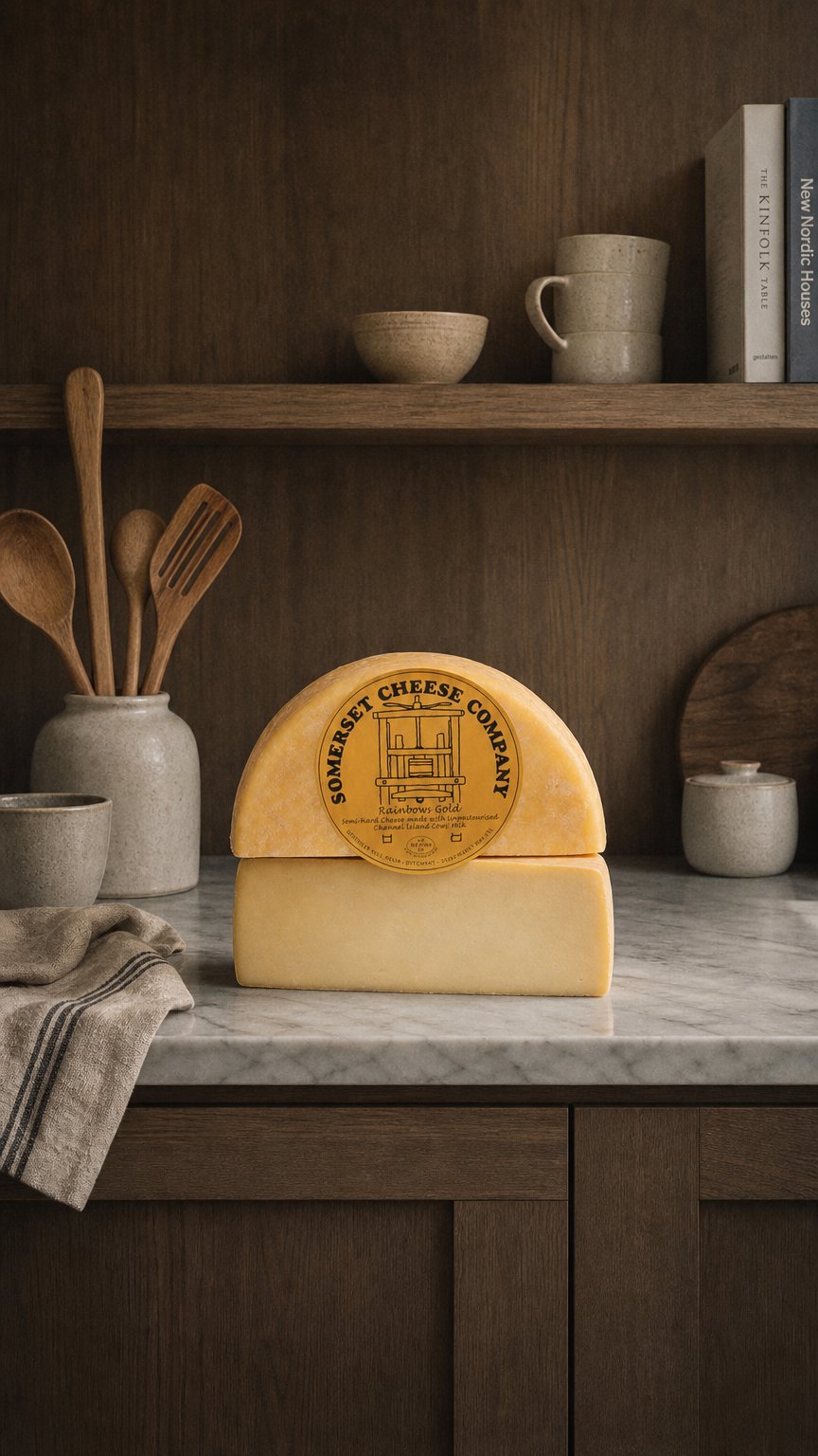 AI product shot of Rainbows Gold Cheese