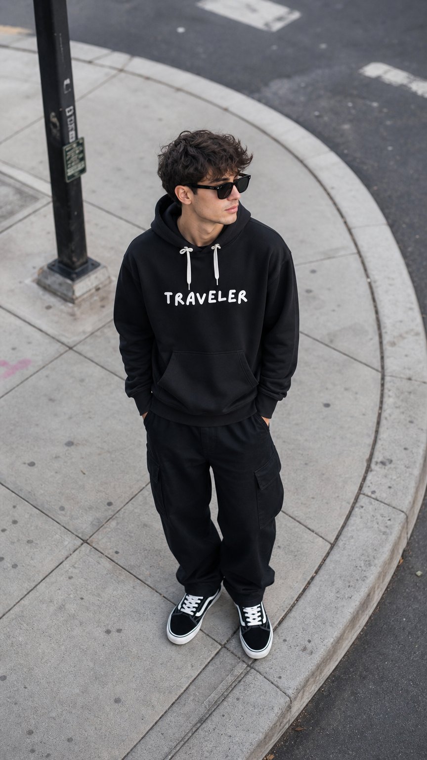 AI product shot of TRAVELER - bluza unisex z kapturem