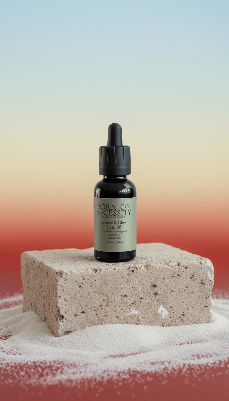AI product shot of Restore & Glow Hair Oil