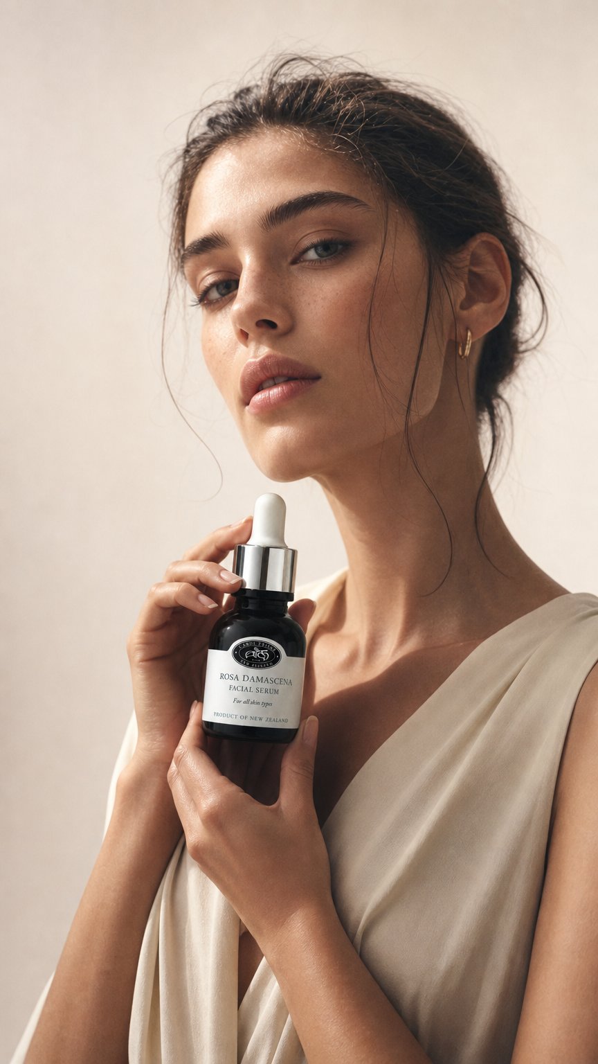 AI product shot of Rosa Damascena Facial Serum