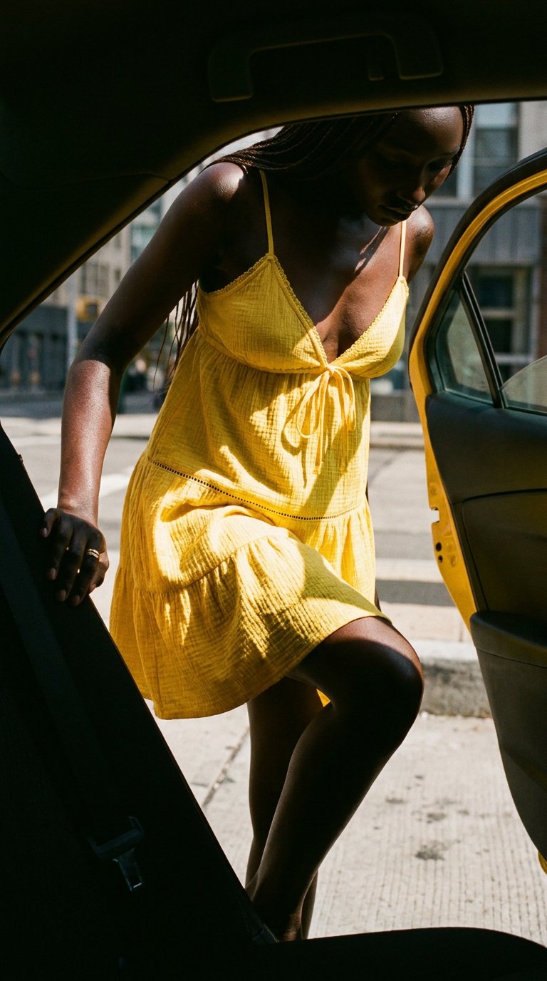 AI product shot of Cotton Tiered V-Neck Mini Dress