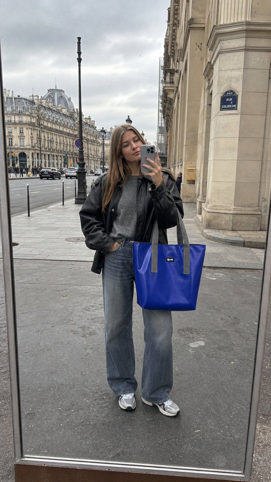 AI product shot of Lassen mit Reißverschluss – große Tasche aus LKW-Plane