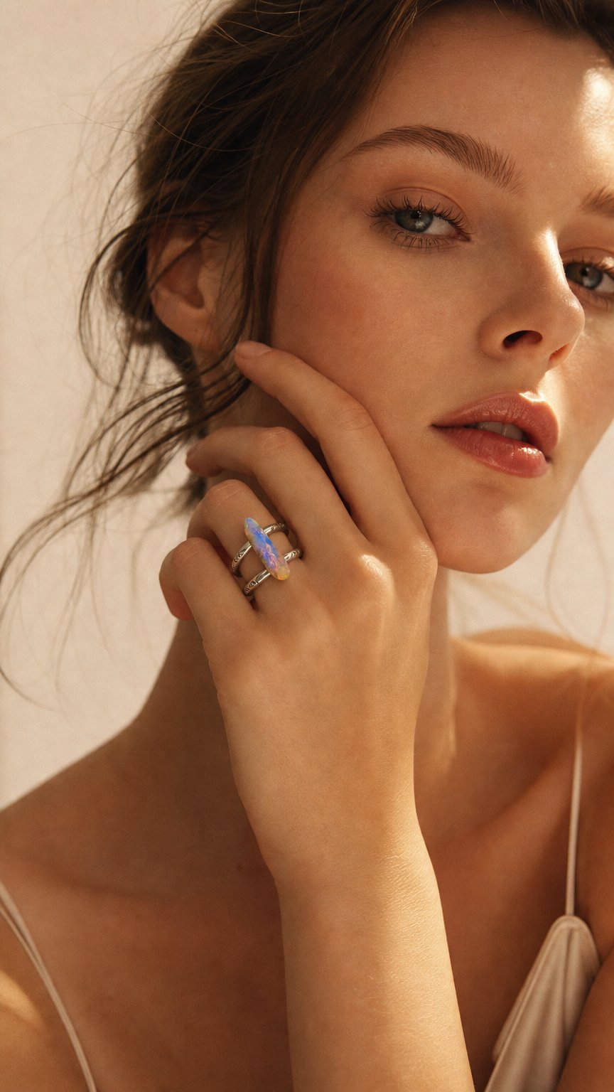 AI product shot of Two Worlds Australian Soild Opal Statement Ring CUSTOM SIZE
