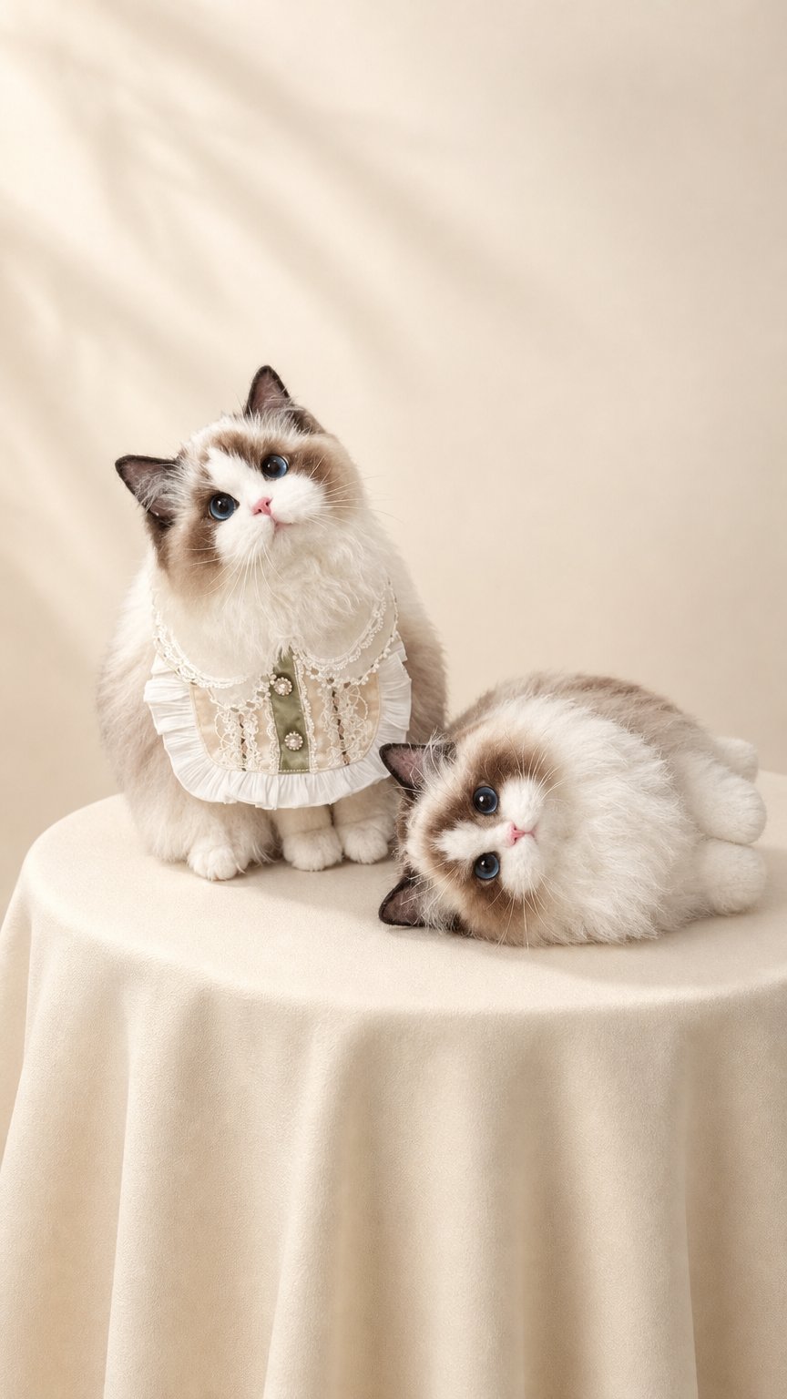 AI product shot of Wool Felt Pet Sculpture | Custom Full-Body Memorial