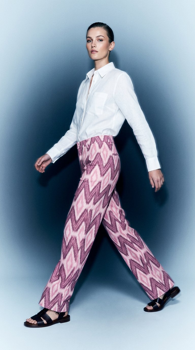 AI product shot of Ikat Weave Summer Pants