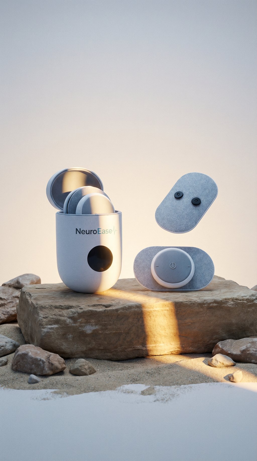 AI product shot of NeuroEase Rechargeable Wireless TENS Unit for Everyday Muscle Comfort